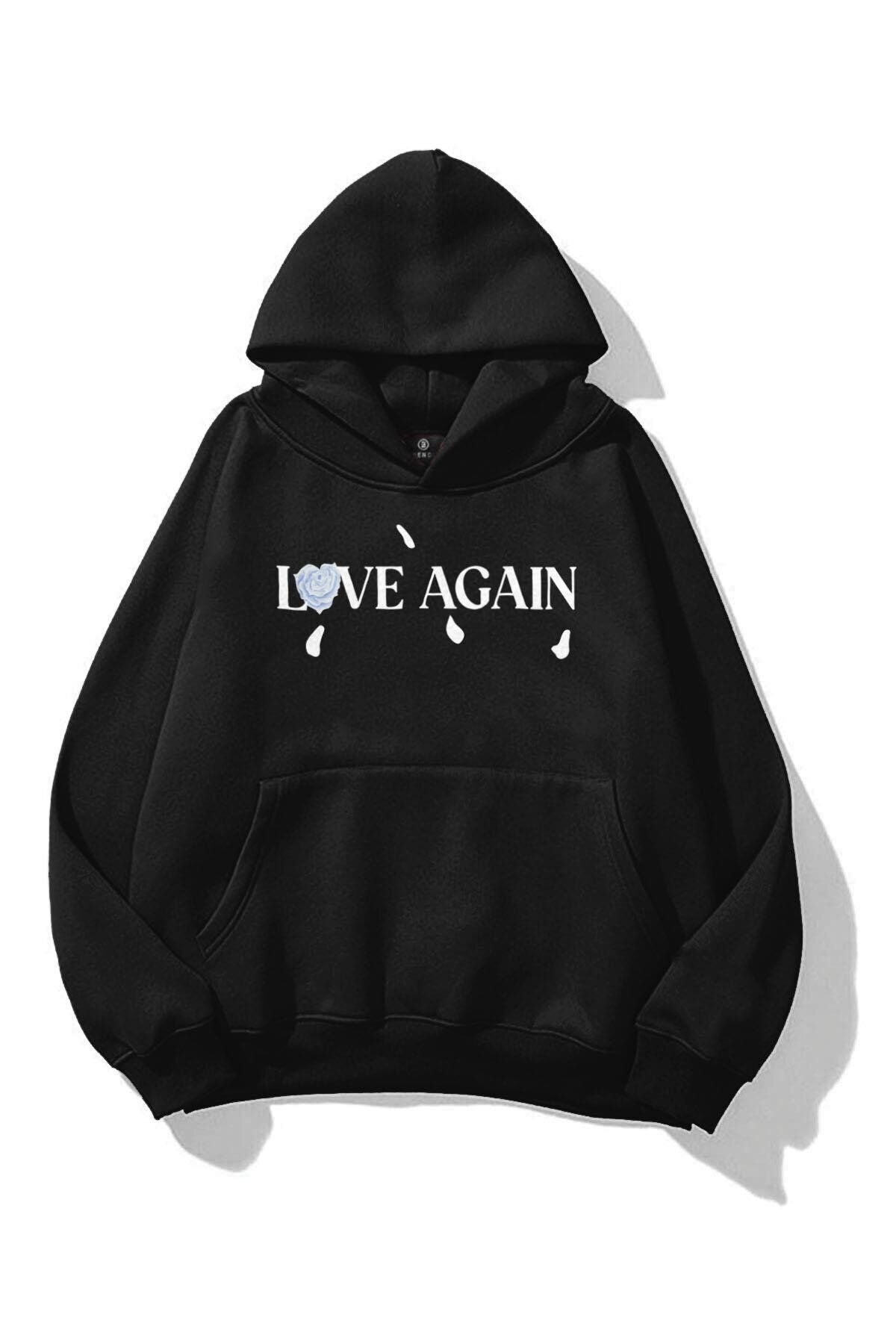 Boi Unisex Love Again Sweatshirt Siyah