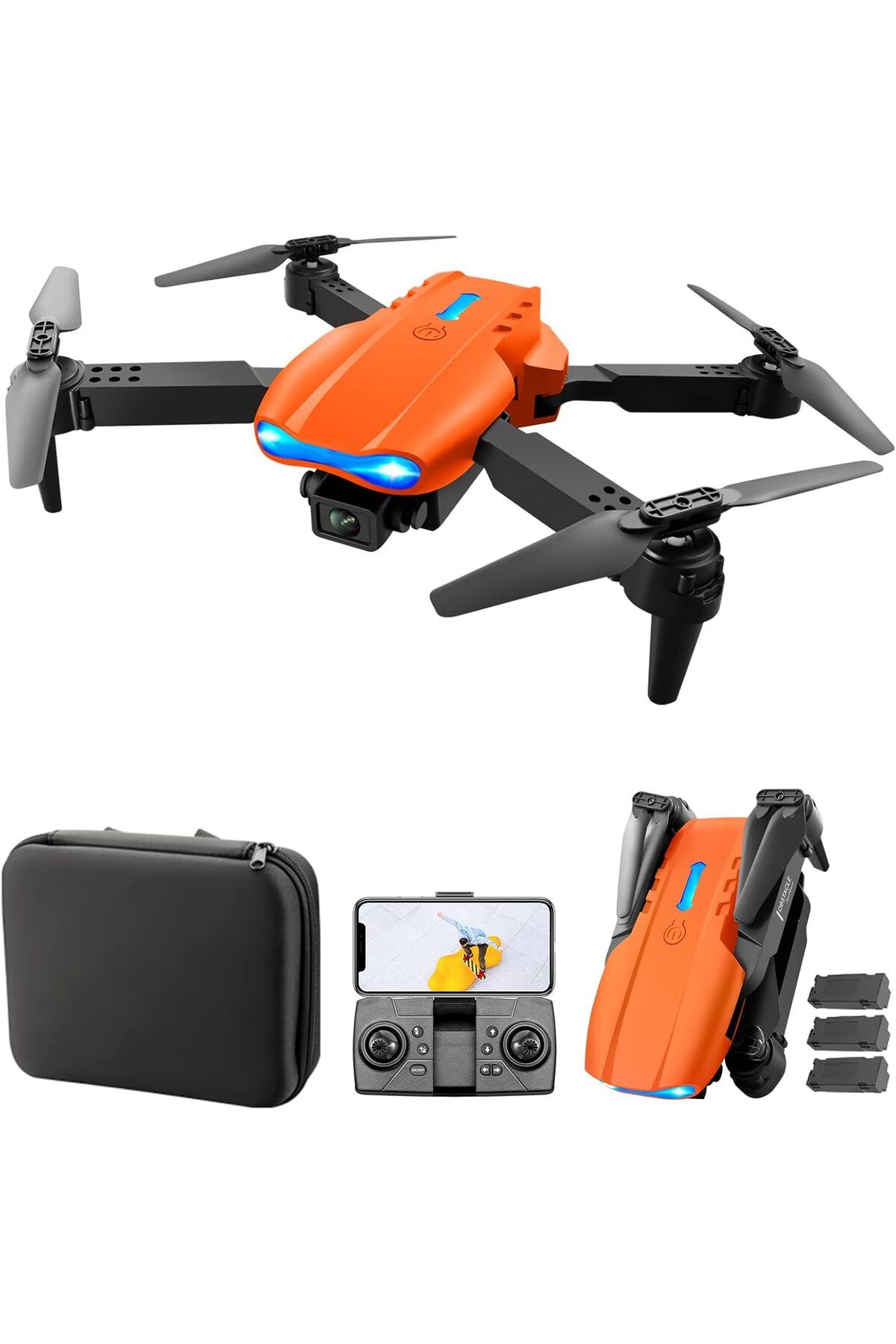 GÜMRÜK BEY E99 Pro Fırçasız Motor HD Kalite Kamera Katlanabilir RC Quadcopter Drone Taşıma Çantası + 2 Batarya