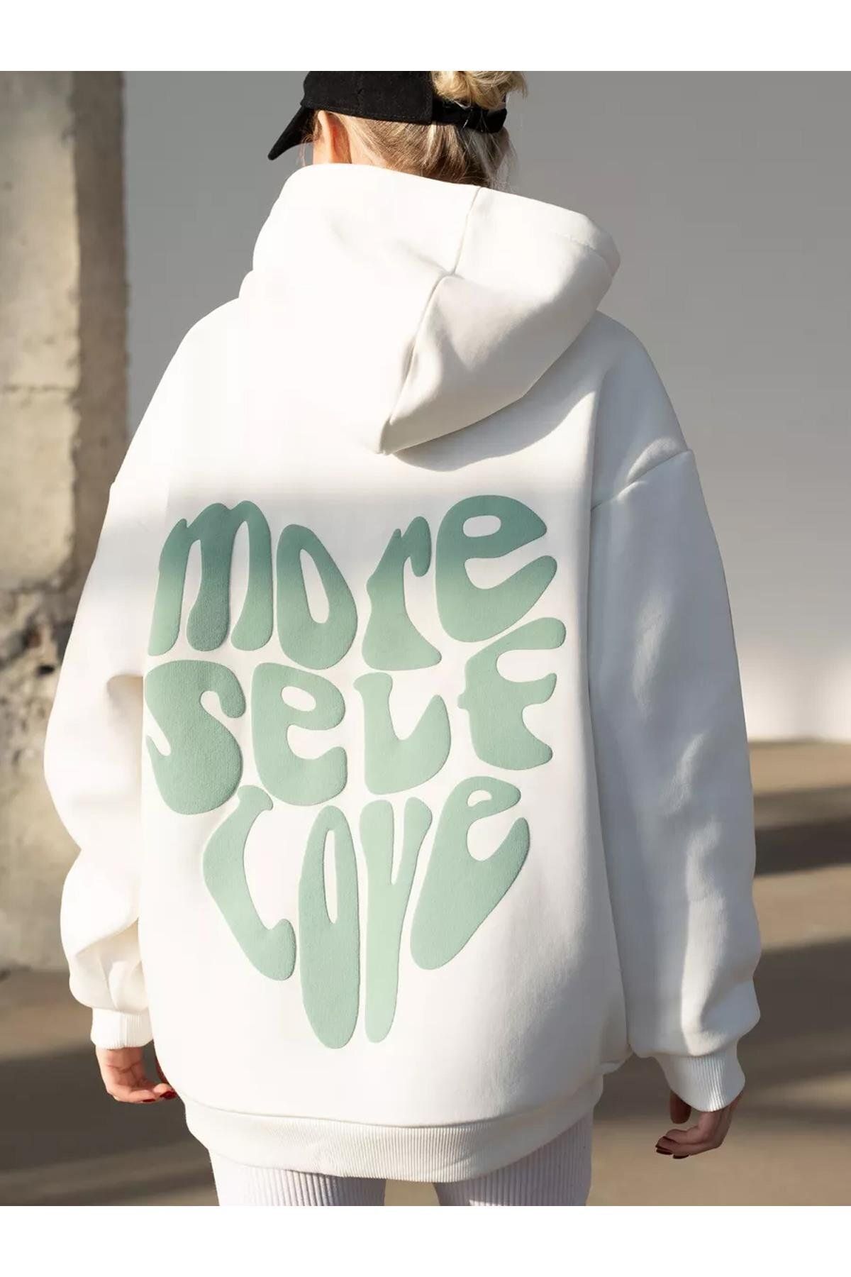 Boi Unisex More Self Love Sweatshirt Beyaz