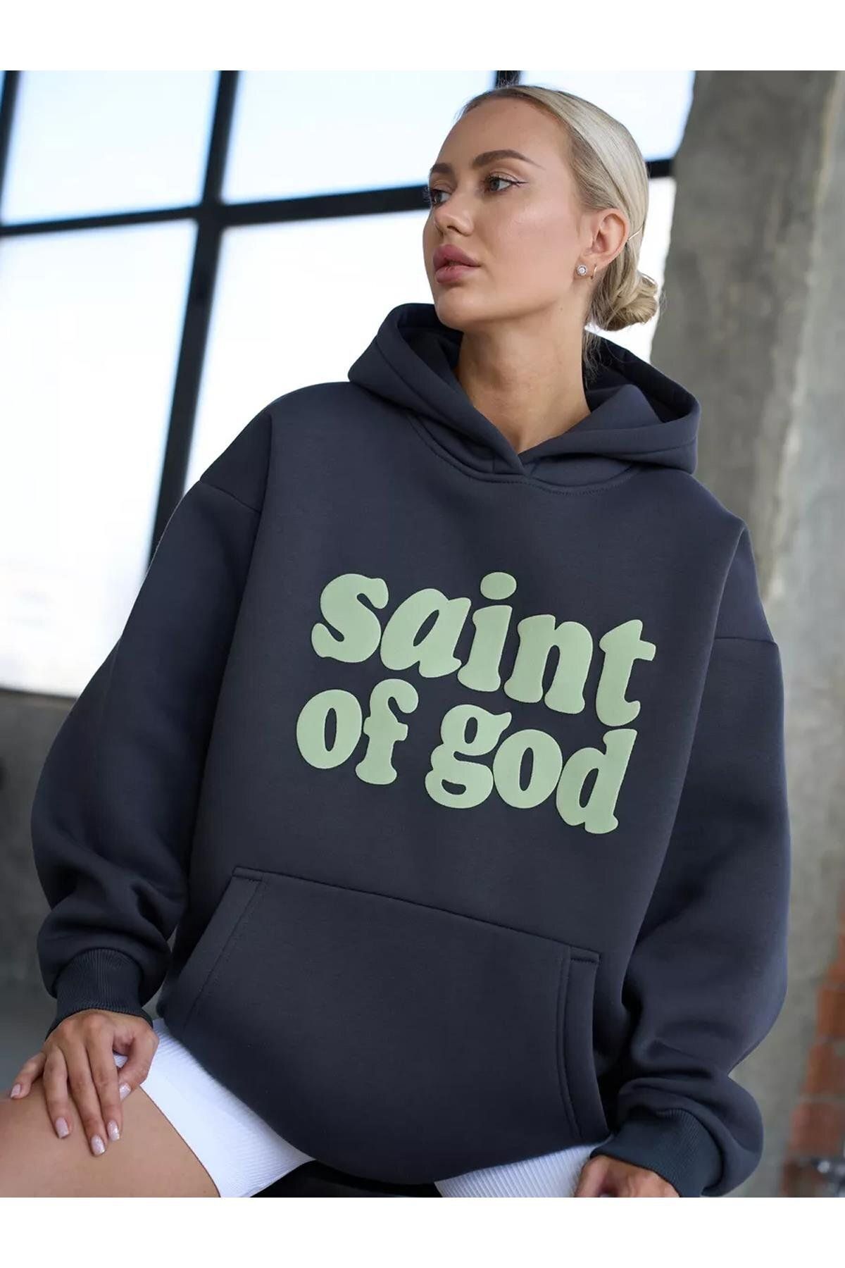 Boi Unisex Saint of God Sweatshirt Antrasit