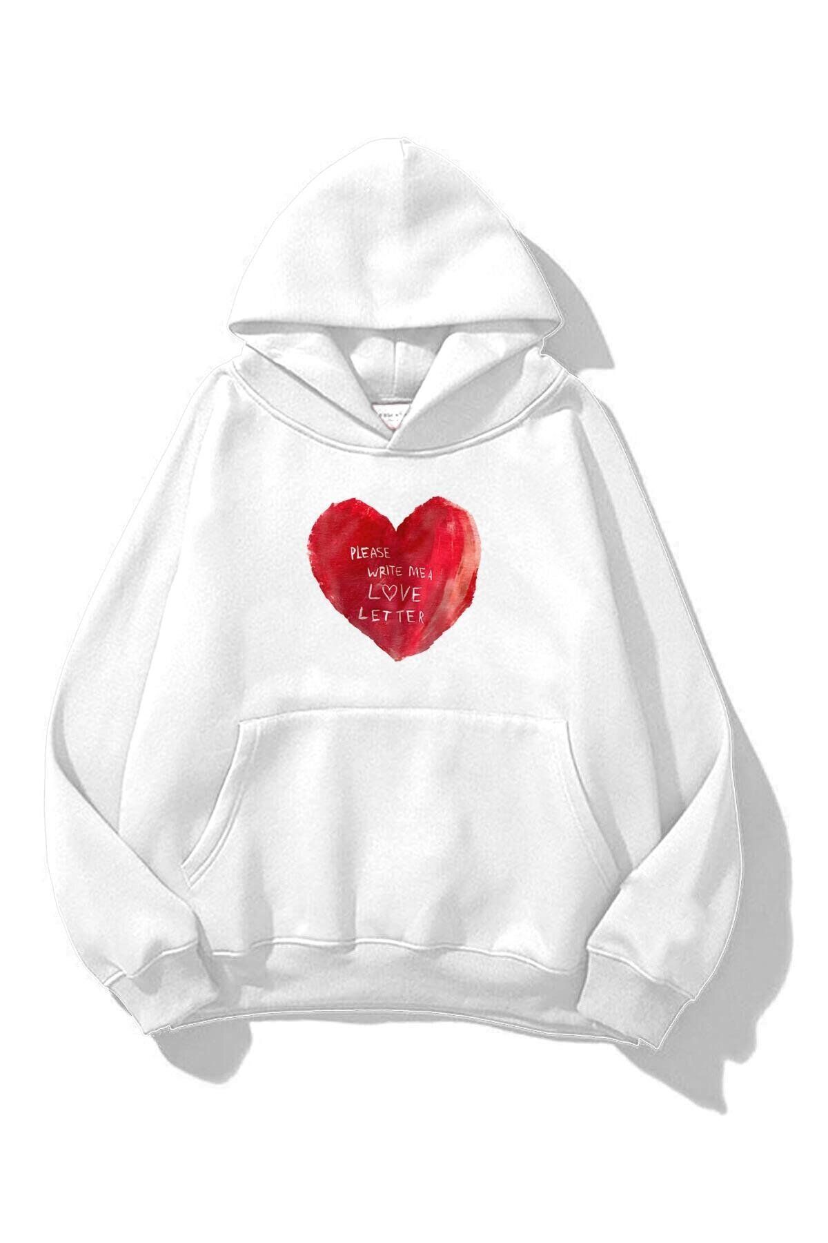 Boi Unisex Please Write Me a Love Letter Sweatshirt Beyaz