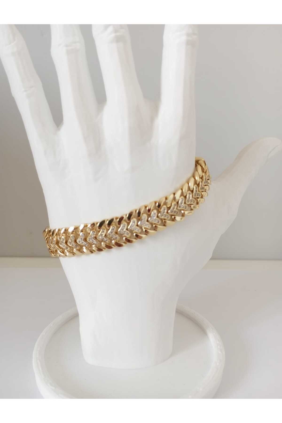 sessjewelry Gold kalpli taşlı bileklik