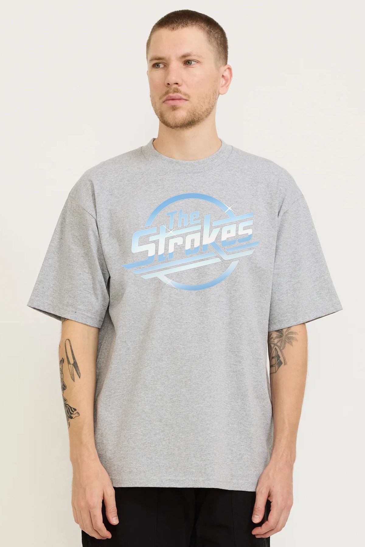 MODA The Strokes Baskılı Oversize Kalıp Grimelanj Bol Geniş Kesim Erkek Tişört