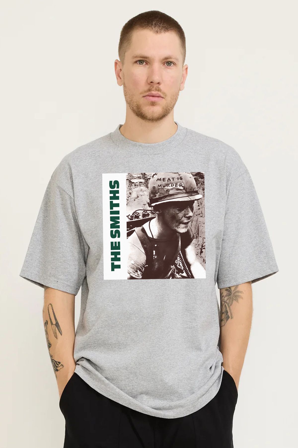 MODA The Smiths Baskılı Oversize Kalıp Grimelanj Bol Geniş Kesim Erkek Tişört