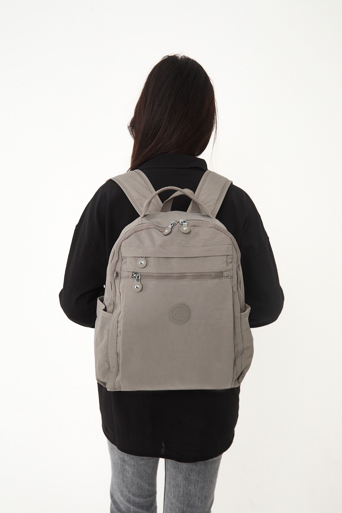OLDSO-Sanmorris, unisex, rezistent la apă, țesătură șifonată, cu mai multe compartimente, pentru școală și rucsac pentru laptop 3059 5
