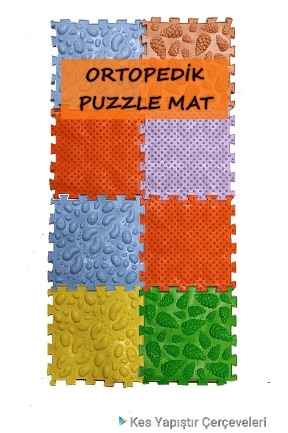 SerenityHaven Ortopedik Halı 8 Modüllü Çocuk Masaj Halısı Renkli Yapboz Puzzle Oyun Matı, Ayak Refleksoloji