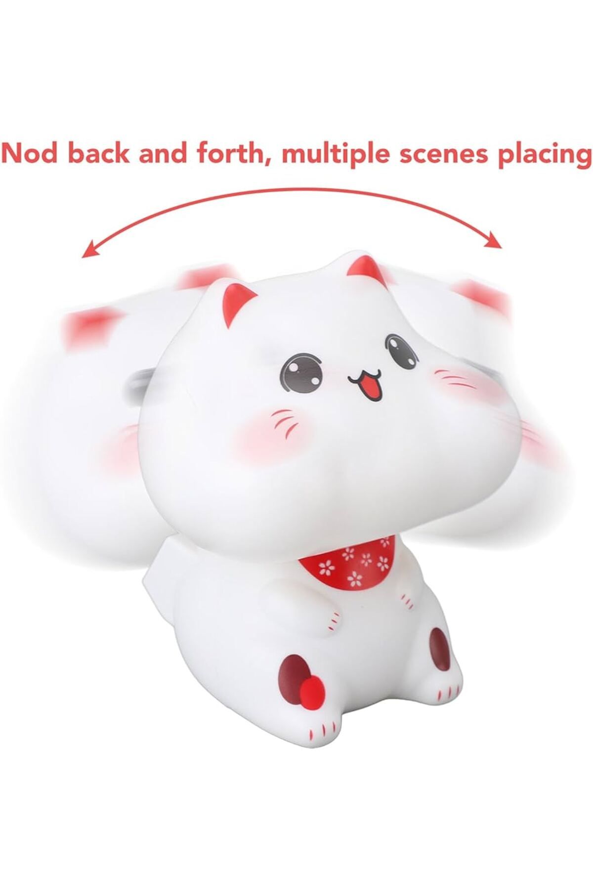 Se Promo Sallanan Başlı Sevimli Şanslı Kedi Biblo - Japon Maneki Neko Figür - Araç İçi & Masaüstü Dekorasyon
