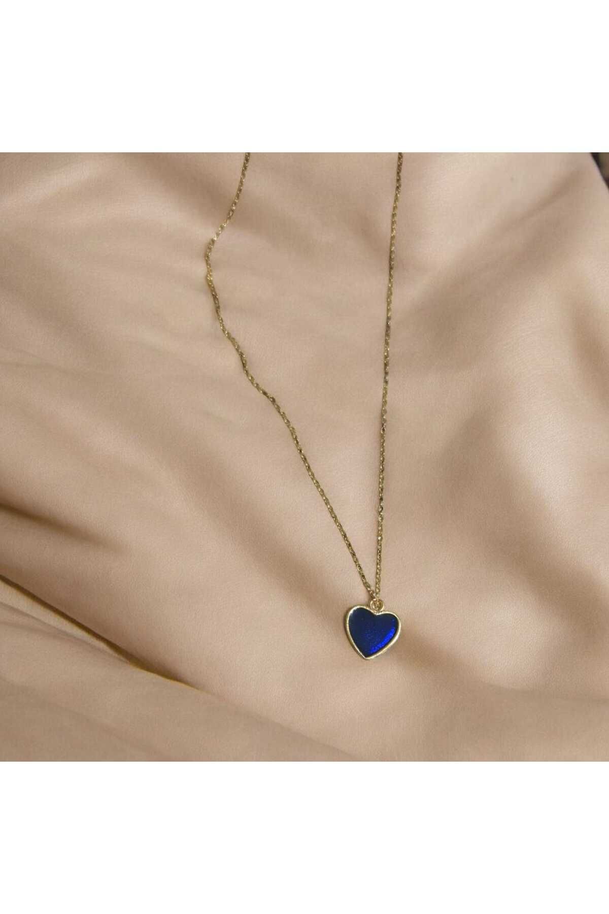 LYVEN Siyah Kalp Model Gold Kolye