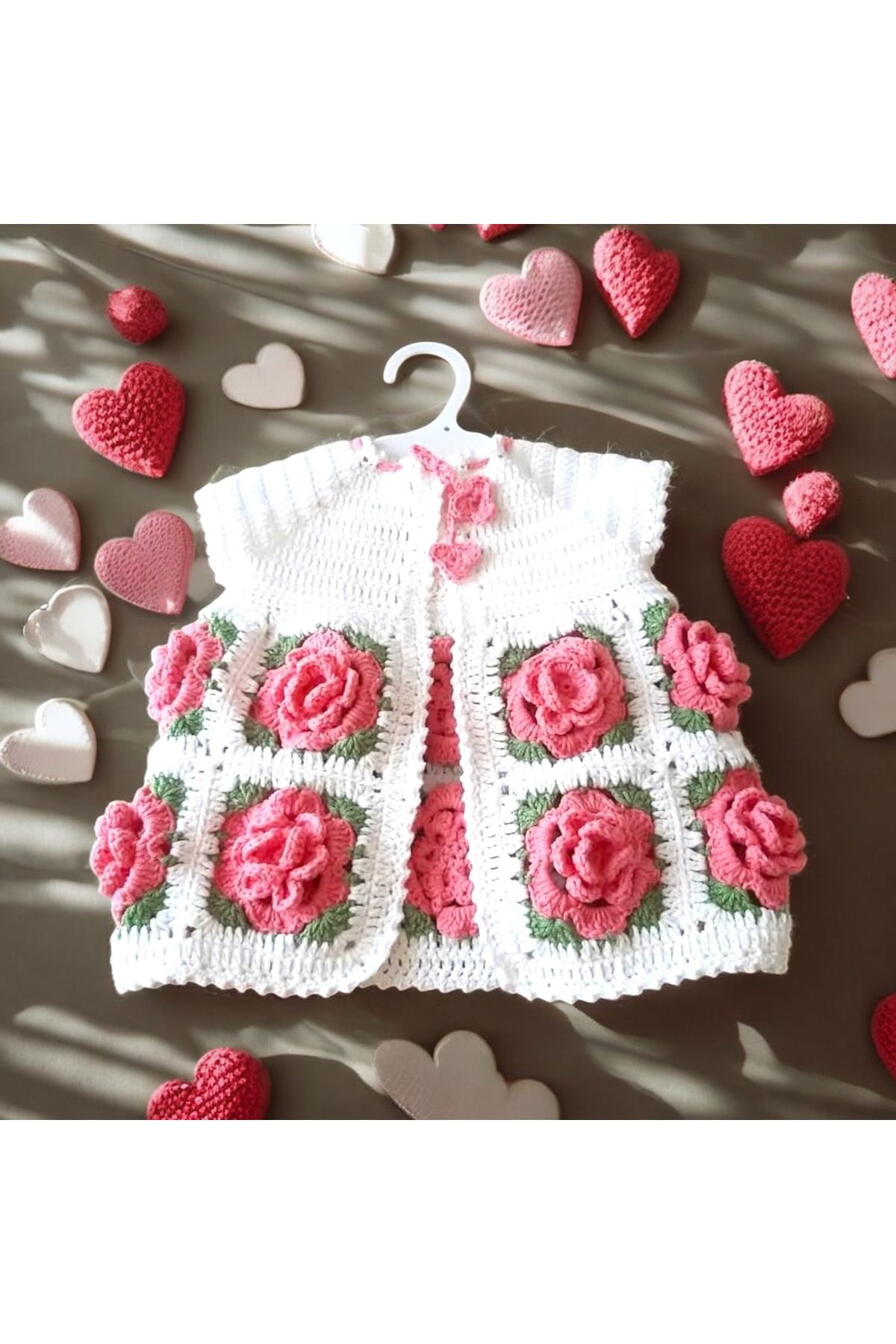 Charme Elegant gül motif bebek yelek