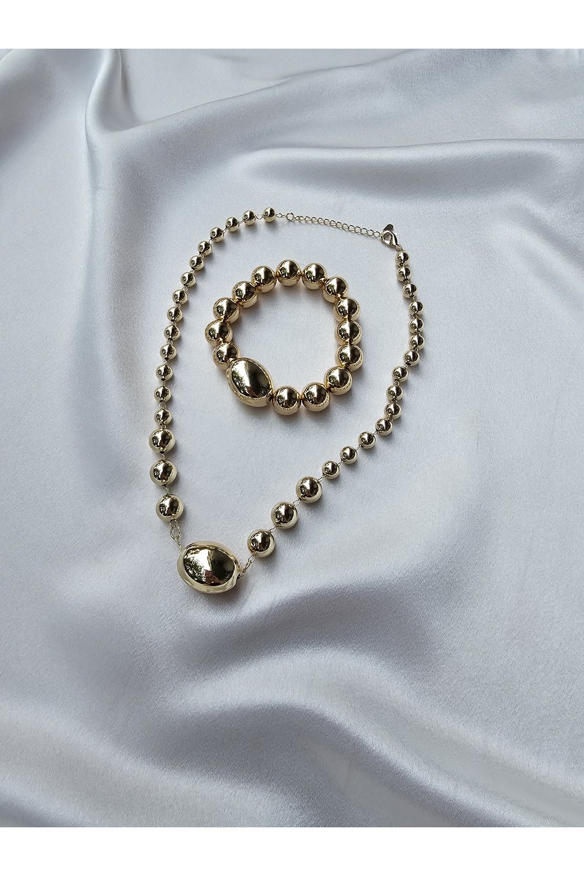 E&G Bijuteri Aksesuar Kolye bileklik gold set