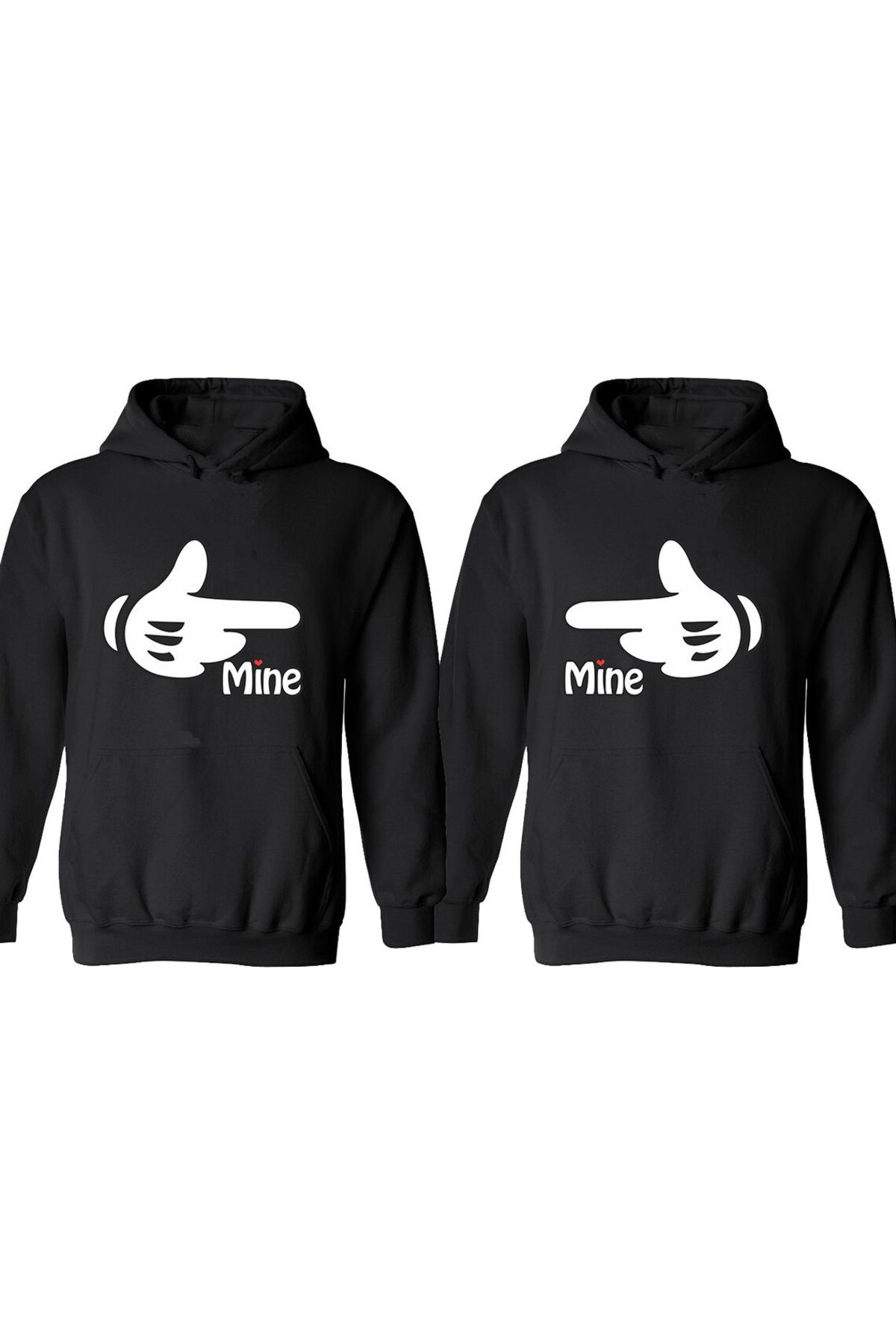 Boi Sevgili Çift Kombin - Siyah Baskılı Oversize Kapüşonlu Sweatshirt Unisex