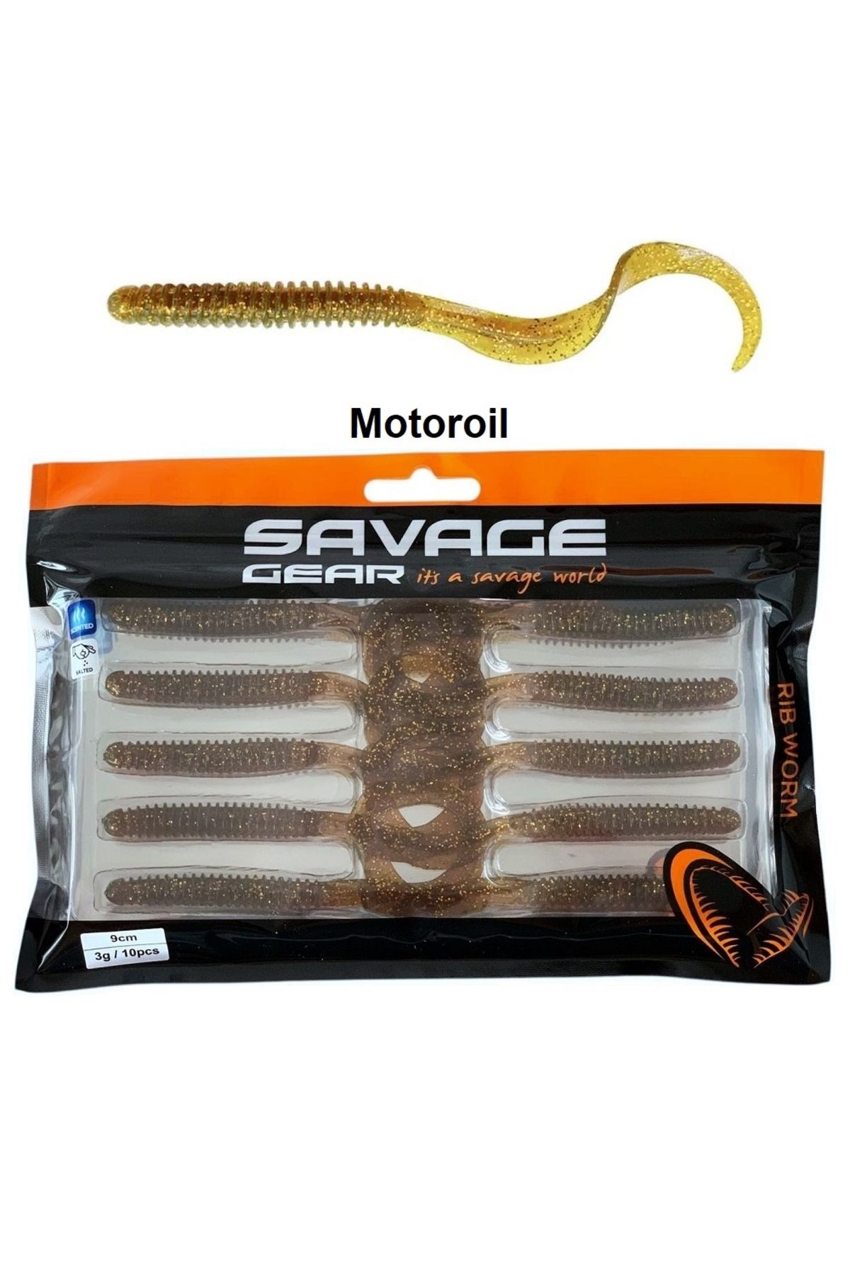Savage Gear Rib Worm 9cm 3gr Silikon Yem (10'LU PAKET) Iğnesiz Motoroil
