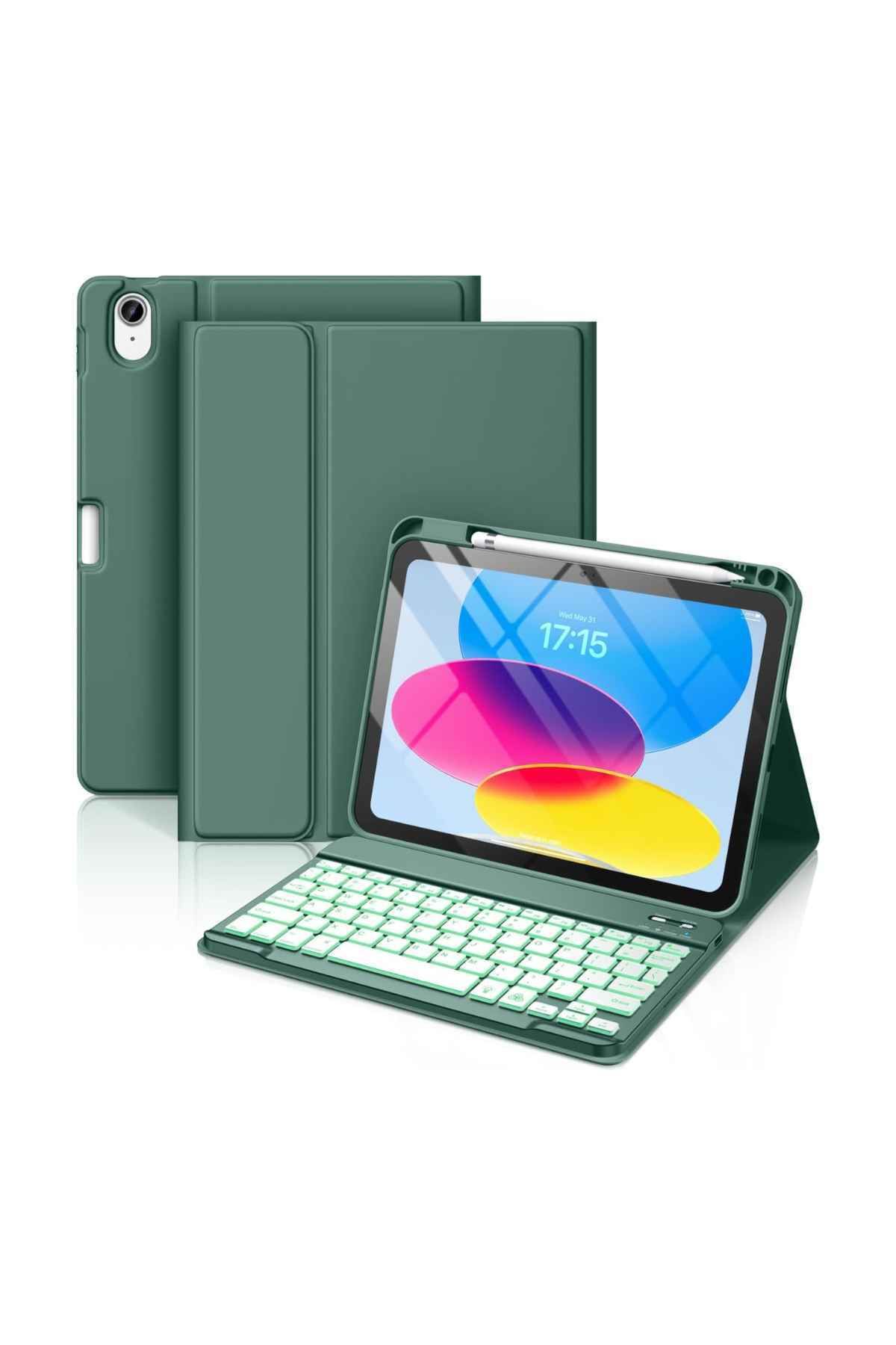 Fuchsia iPad 10. 11. Nesil Uyumlu Model A3354, A3355, A3356 A2696, A2757, A2777, A3162 Klavyeli Tablet Kılıf