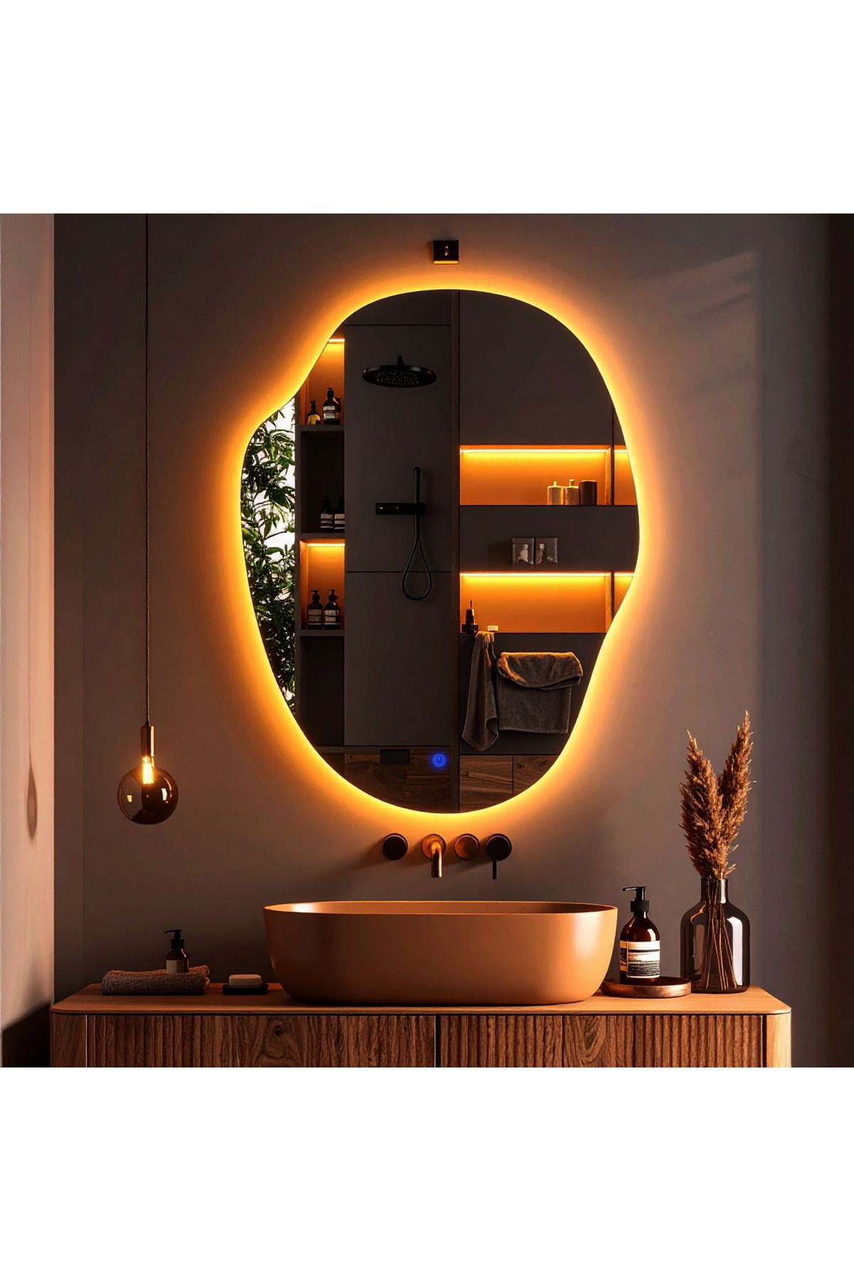 lumora mirror design Doravia Amber Led'li Lavabo & Banyo Aynası (Dokunmatik Sensörlü)
