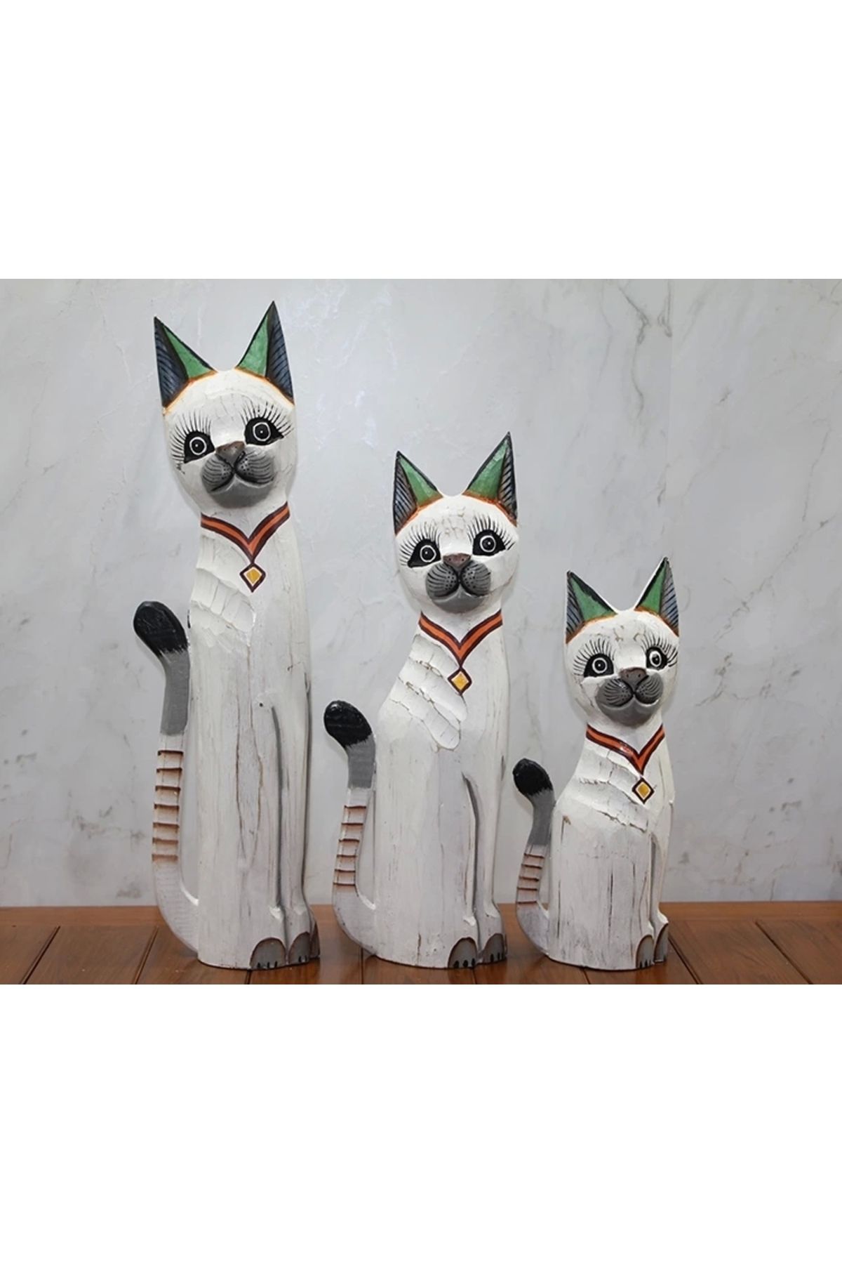 YNT İthalat Ahşap 3'lü Kedi Seti 50 Cm Okas:1