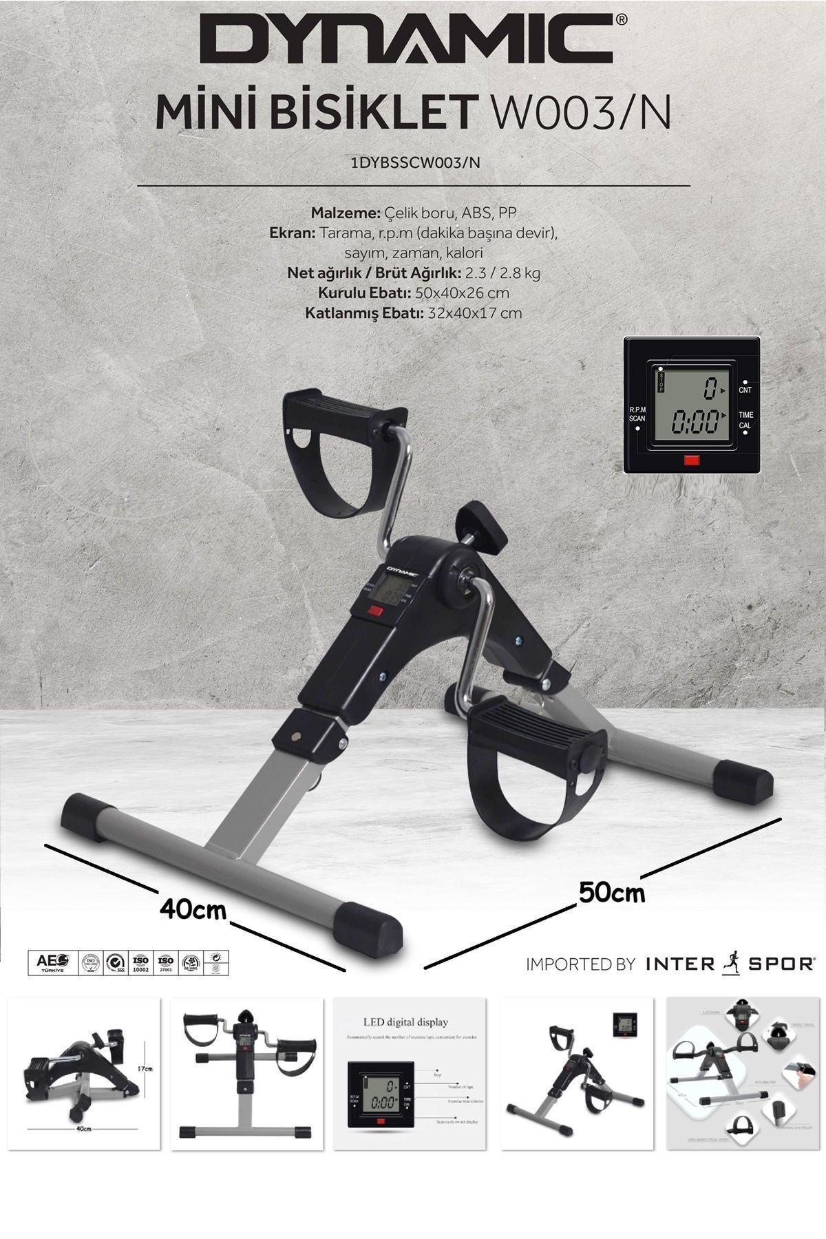 SerenityHaven W003 Katlanabilir Dijital Göstergeli Direnç Ayarlı El Ayak Egzersiz Kondisyon Bisikleti Pedal