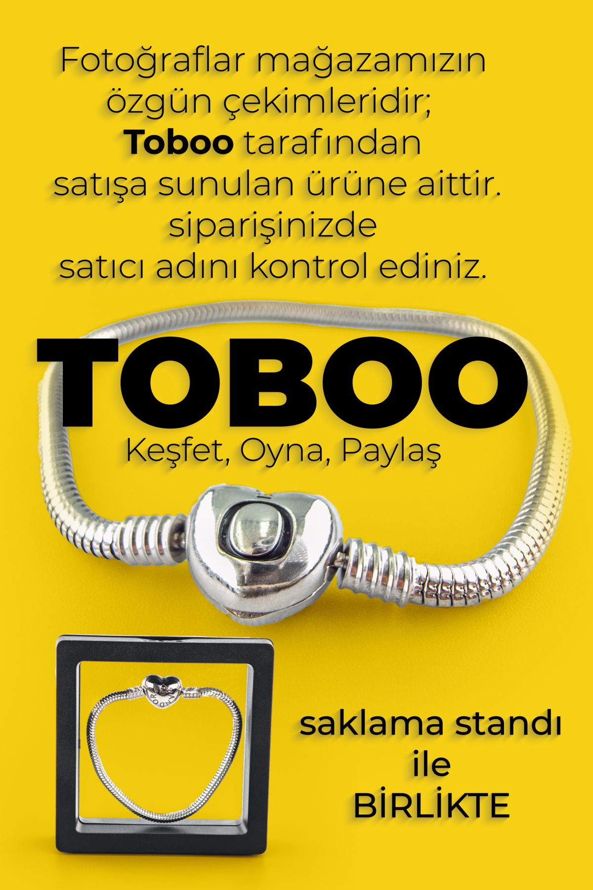 shop Kalp klipsli Yılan Zincir Bileklik ve Saklama Standı - 316L Yüksek Kalite Premium Paslanmaz Çelik