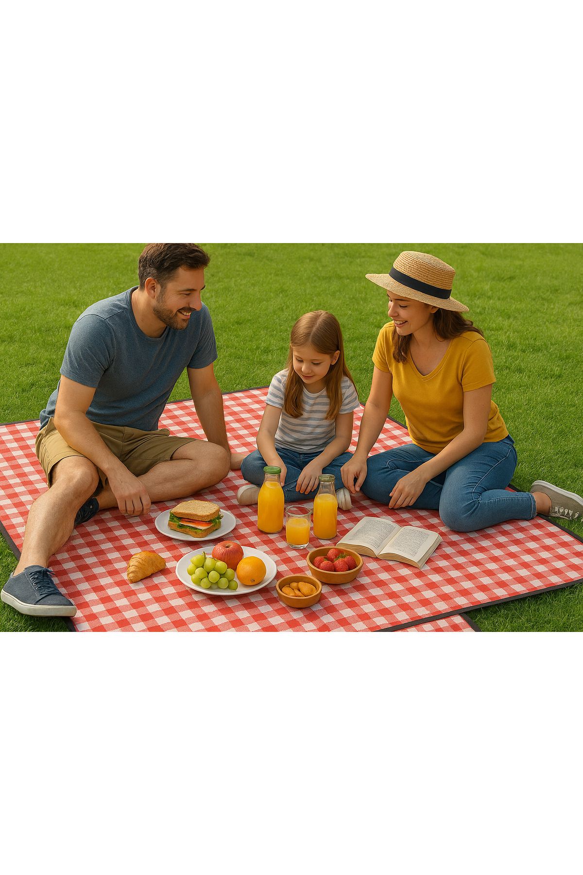 northern fashion Su Geçirmez Katlanabilir Piknik Örtüsü 125x150 Cm – Çanta Formlu, Kolay Taşınır, Kareli Desen