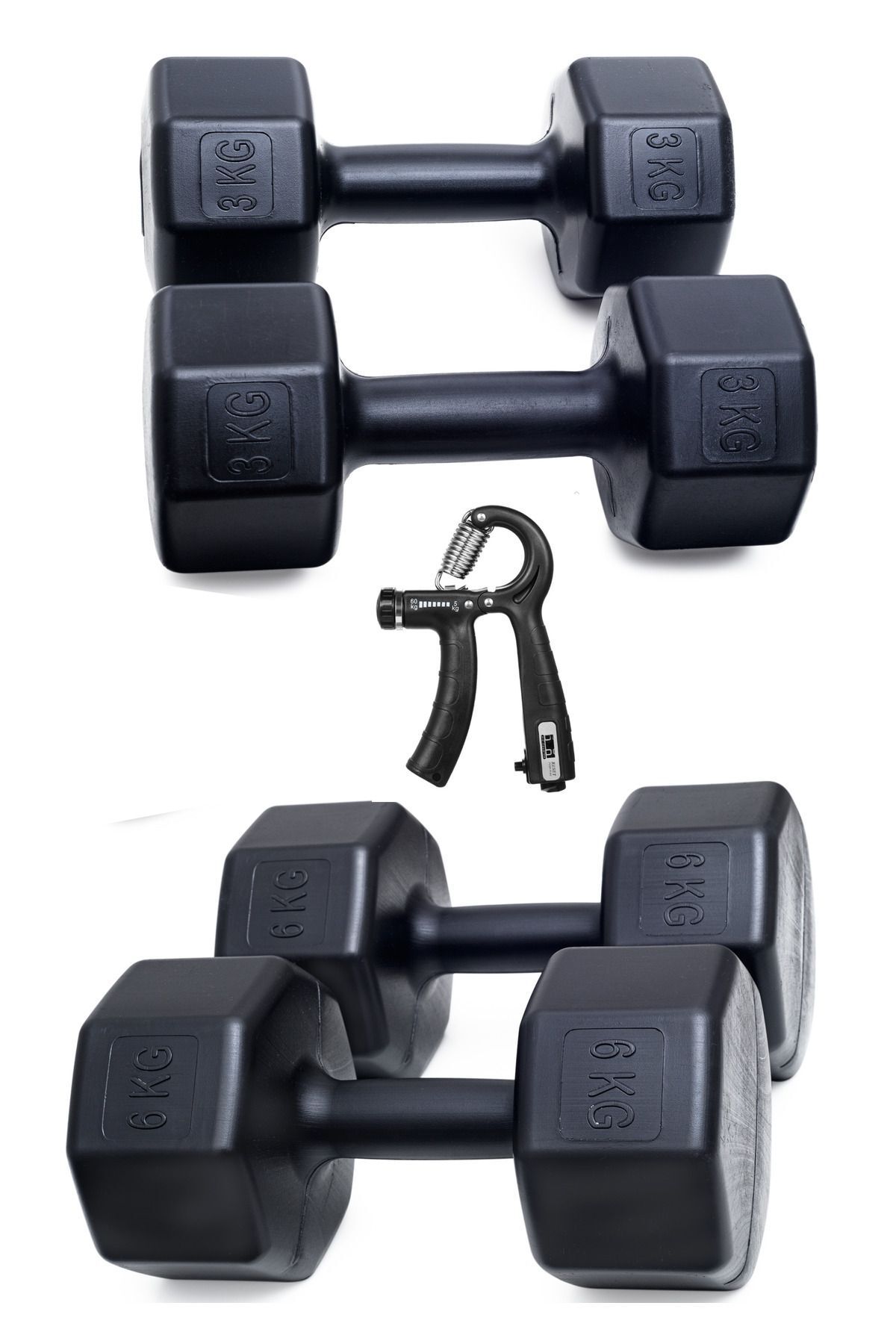 SerenityHaven PS SPOR 18 Kg Dambıl Set 6Kg X2 Ad 3Kg X2 Ad + SAYAÇLI AYARLANABİLİR EL YAYI