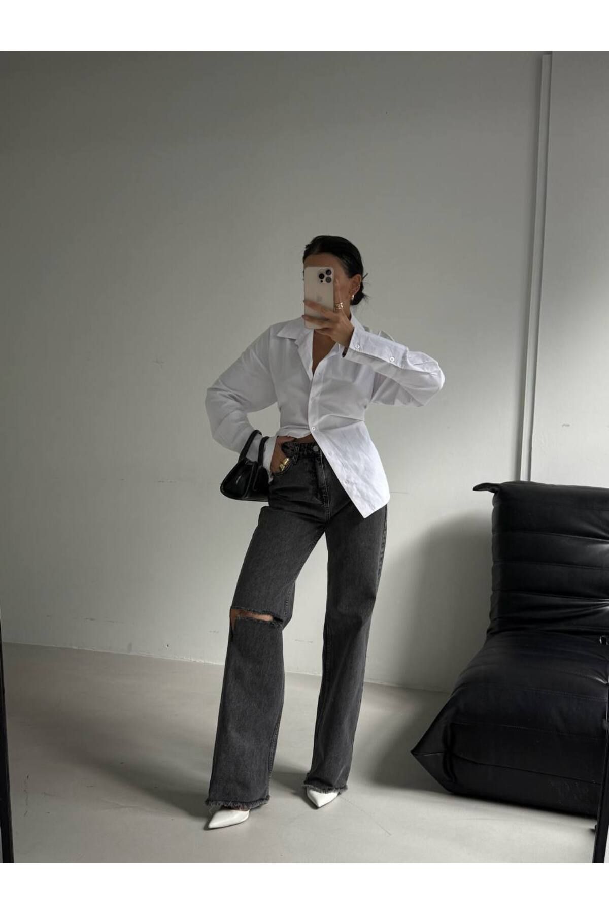 Castivo Fashion Paça Püsküllü Yüksek Bel Düz Kesim Jean