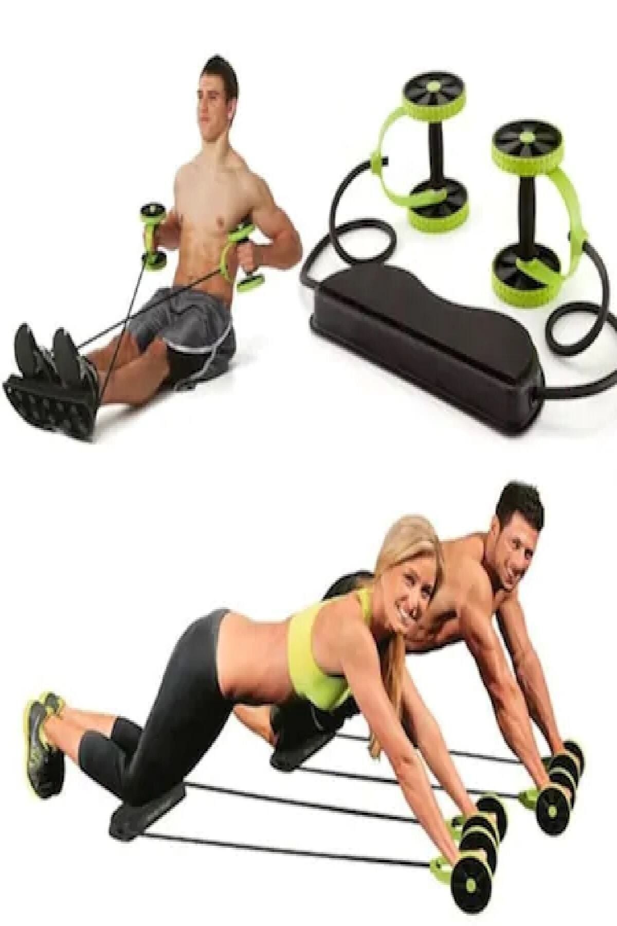 SerenityHaven İpli Tekerlekli Spor Aleti Karın Kası Fitness Kol Bacak Bel Tüm Vücut Spor Aleti