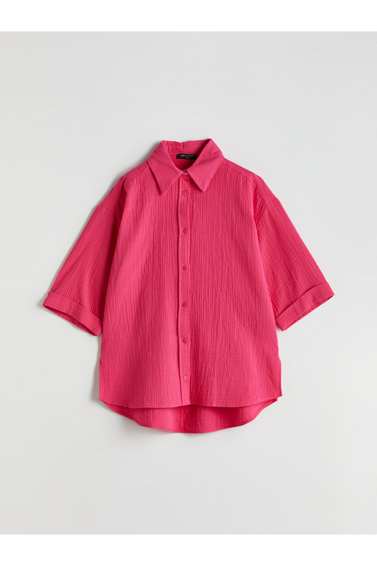 LC Waikiki LCW Comfort Fuşya Oversize Dokulu Kadın Gömlek S5KV78Z8NVY25