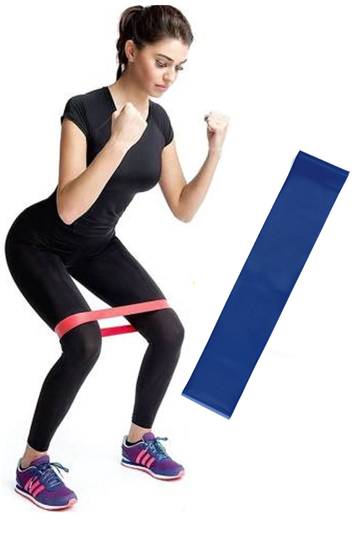 SerenityHaven Aerobik Band Pilates Plates Yoga Fitness Squat Çalışma Lastiği Latex Egzersiz Bandı Mavi