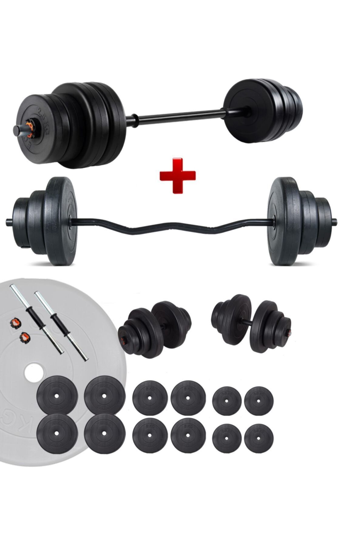 SerenityHaven Spor 78 Kg Z Bar Halter Seti Ve Dambıl Seti Ağırlık Fitness Seti