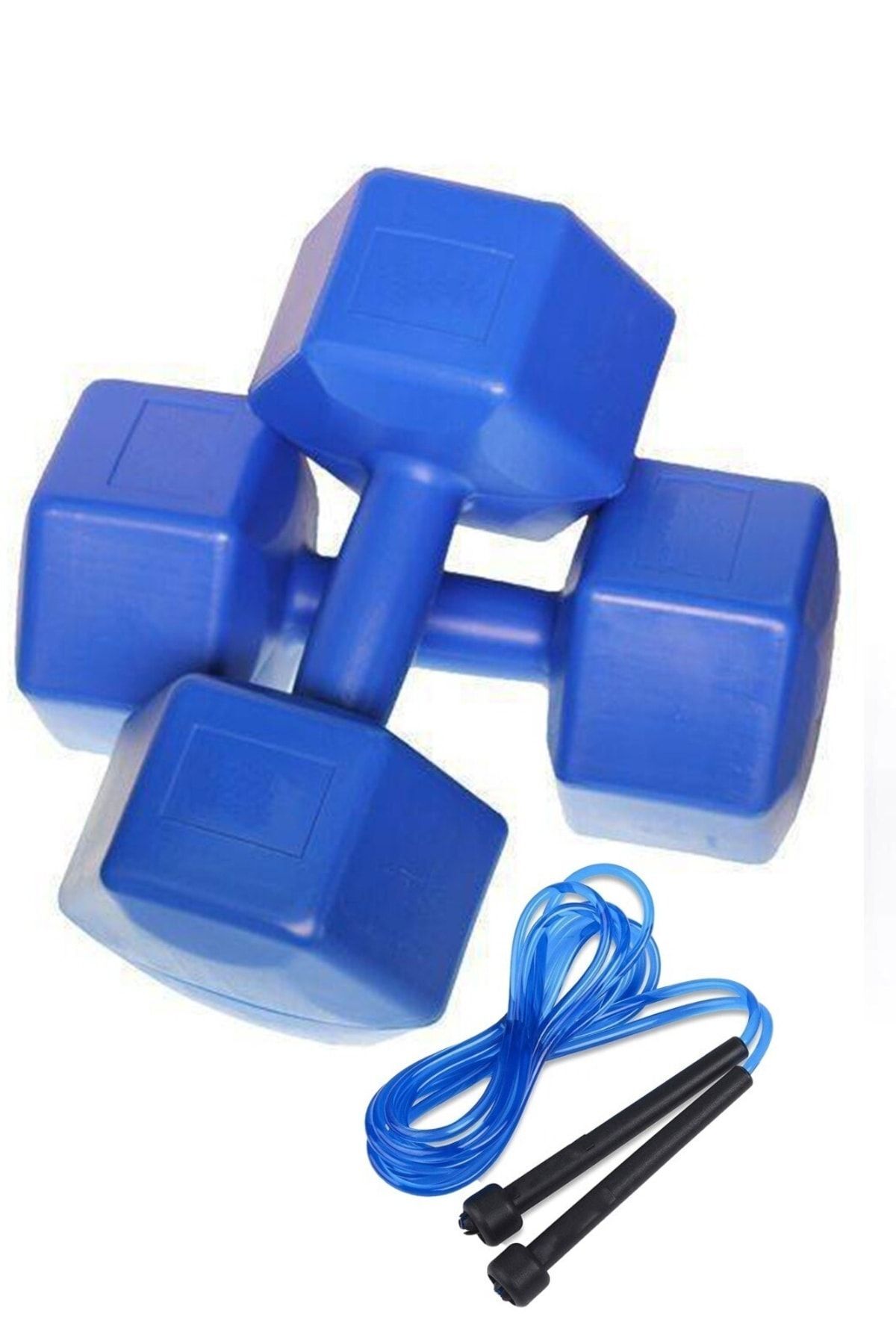 SerenityHaven 5kg X 2 Adet Dambıl Ve Atlama Ipi Kombin Seti Vinyl Kaplama Dumbell