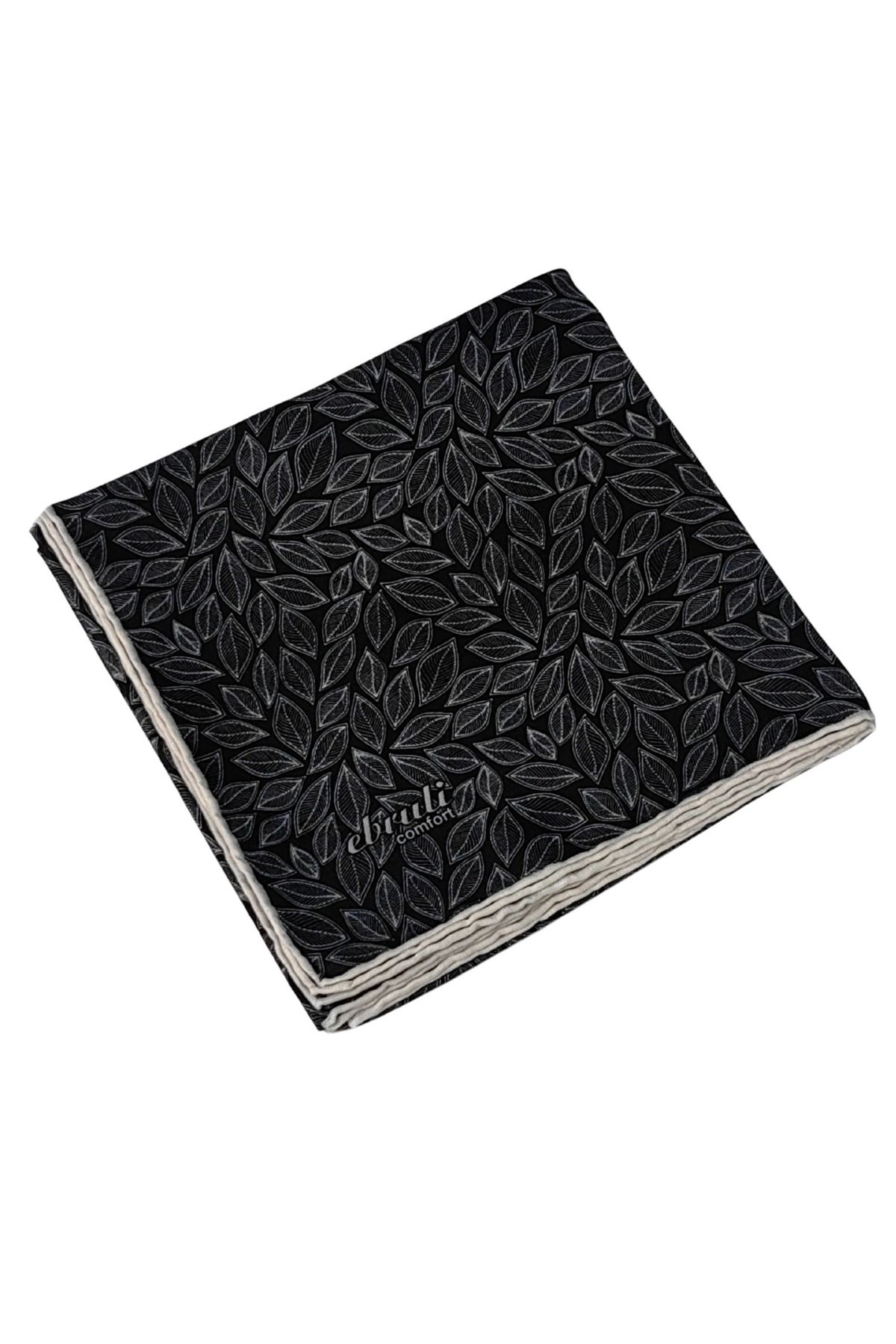 mim eşarp Ebruli Prime Pamuk Comfort Desenli Eşarp 90x90 cm - Yaprak Desenli