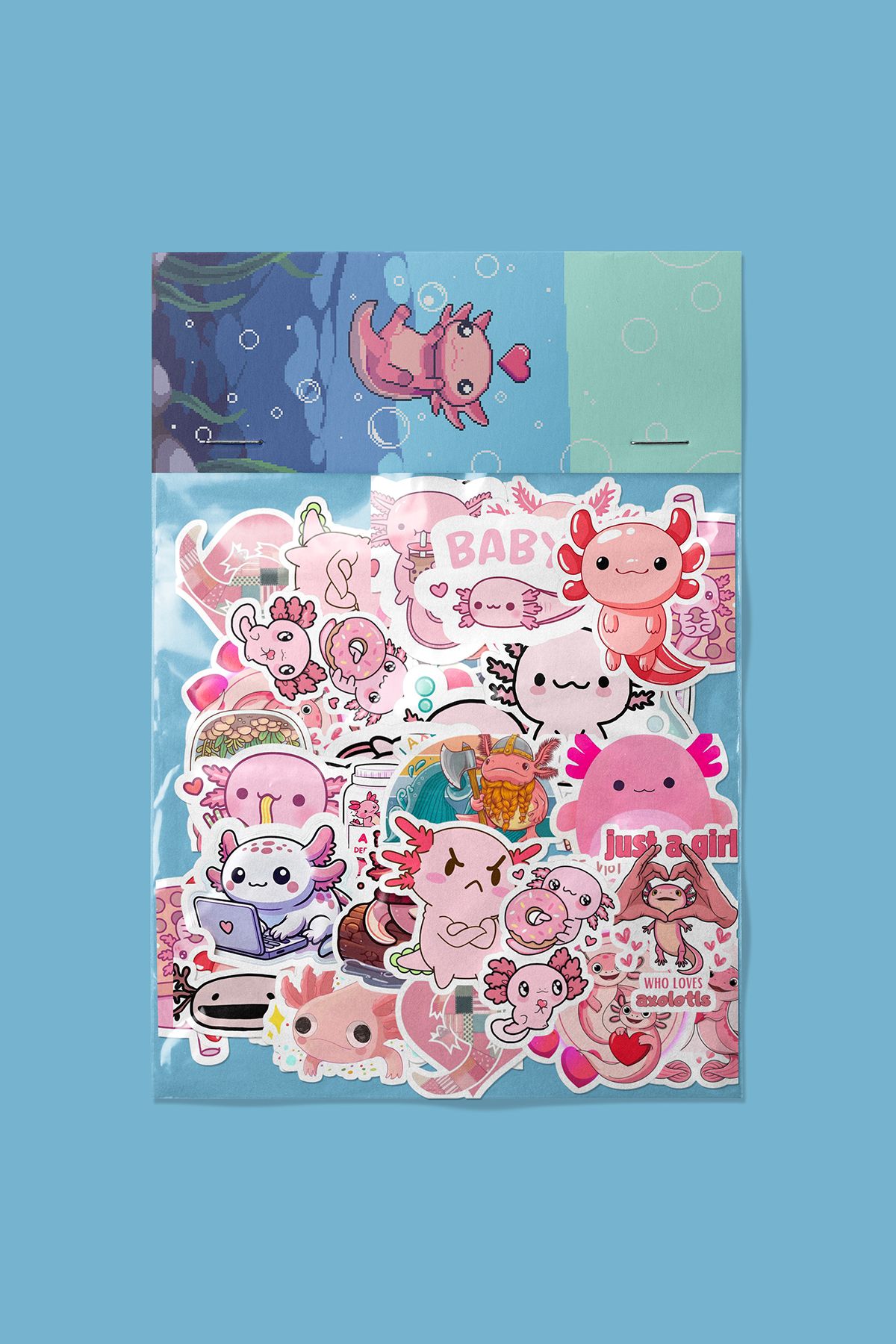 dadi ramba Aksolotl Sticker paketi -Bullet Journal- Ajanda -Defter -Laptop Etiket Çıkartma