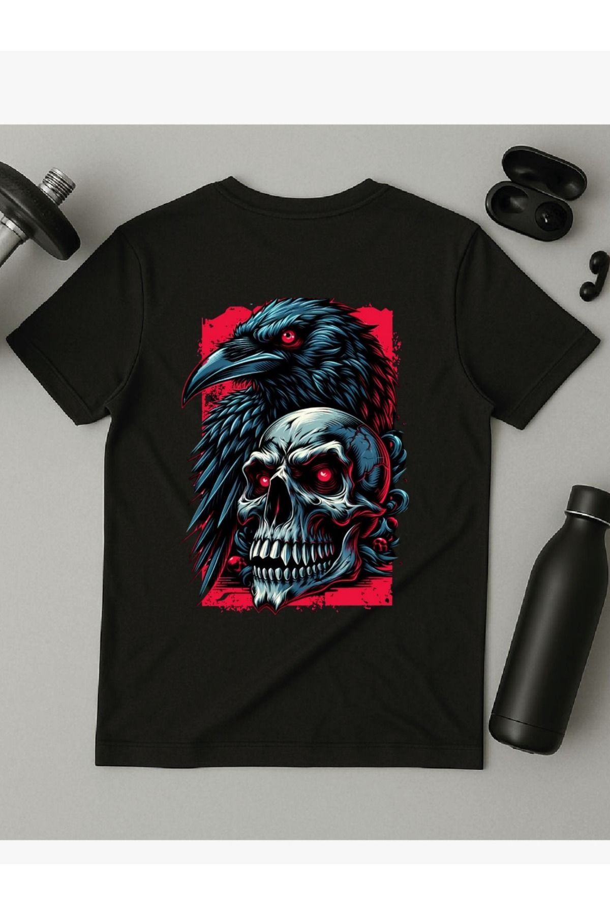 Artwen İskelet-Karga Baskılı Regular Fit Tişört