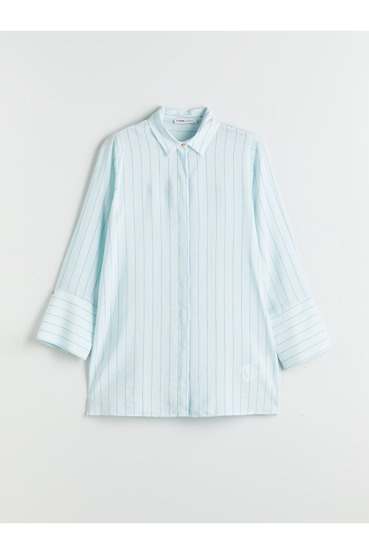 LC Waikiki LCWAIKIKI Classic Yeşil Çizgili Kadın Gömlek Tunik S5PJ76Z8NVY25