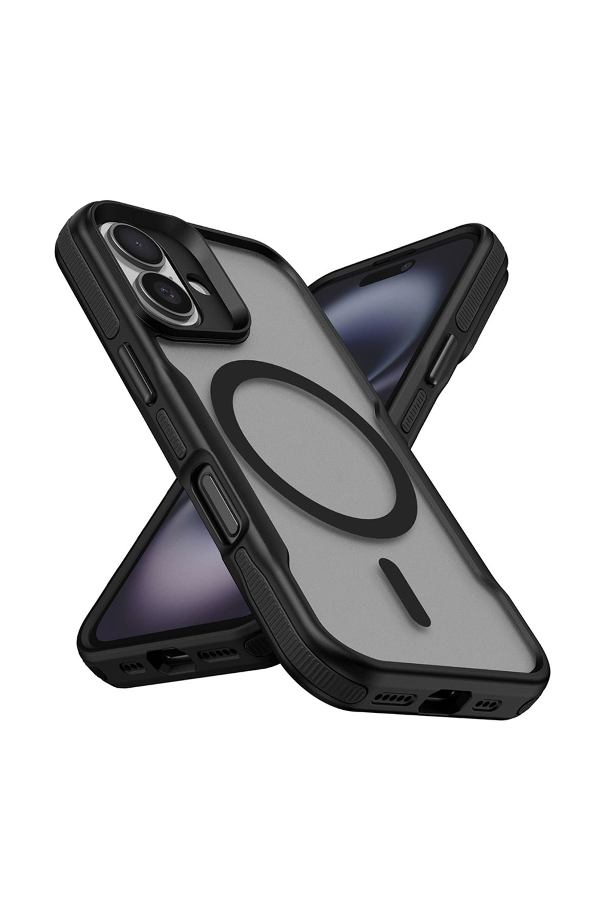 Cepustik Telefon Aksesuarları iPhone 16 Kılıf M-safe Şarj Özellikli Renkli Kenar Airbag Şeritli Lamer Kılıf