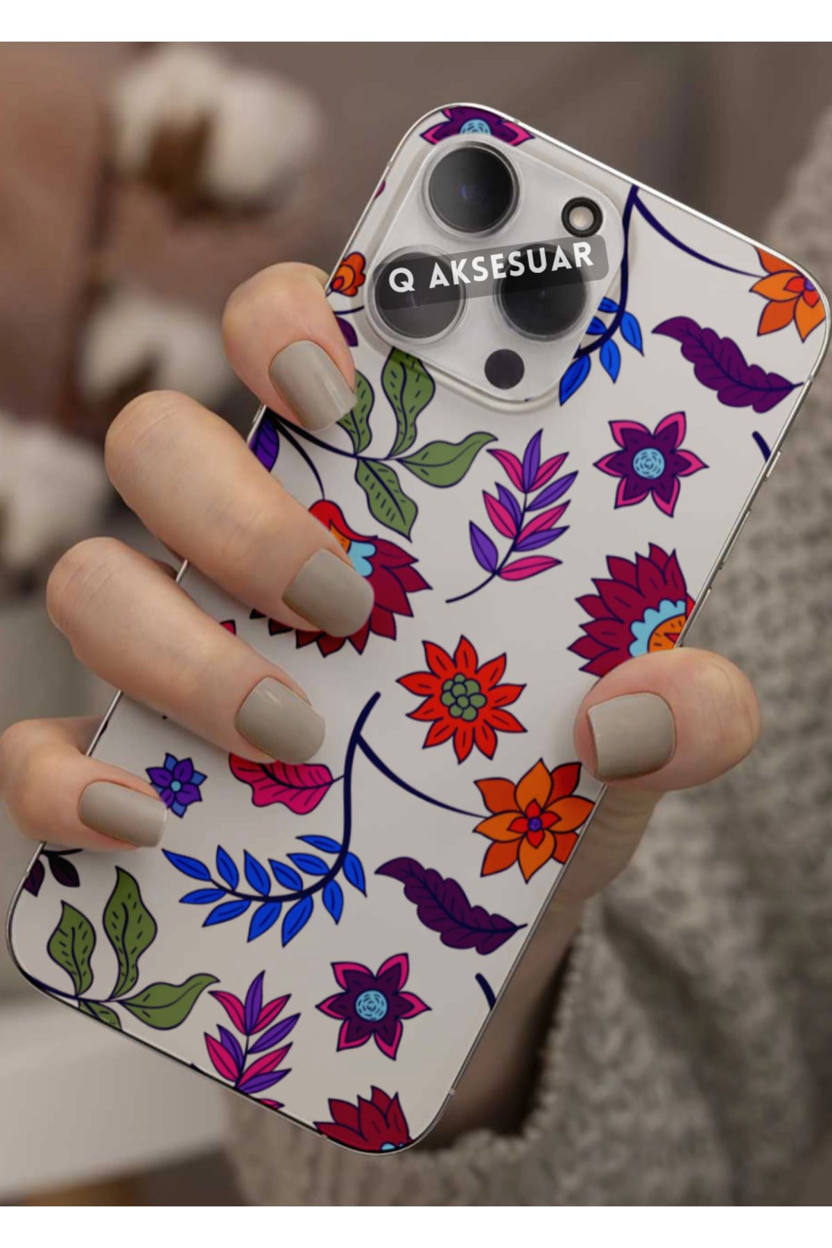 Q Aksesuar Xiaomi Redmi Note 12 Uyumlu Renkli Çiçekler Tasarımlı Şeffaf Telefon Kılıfı Kapak Case