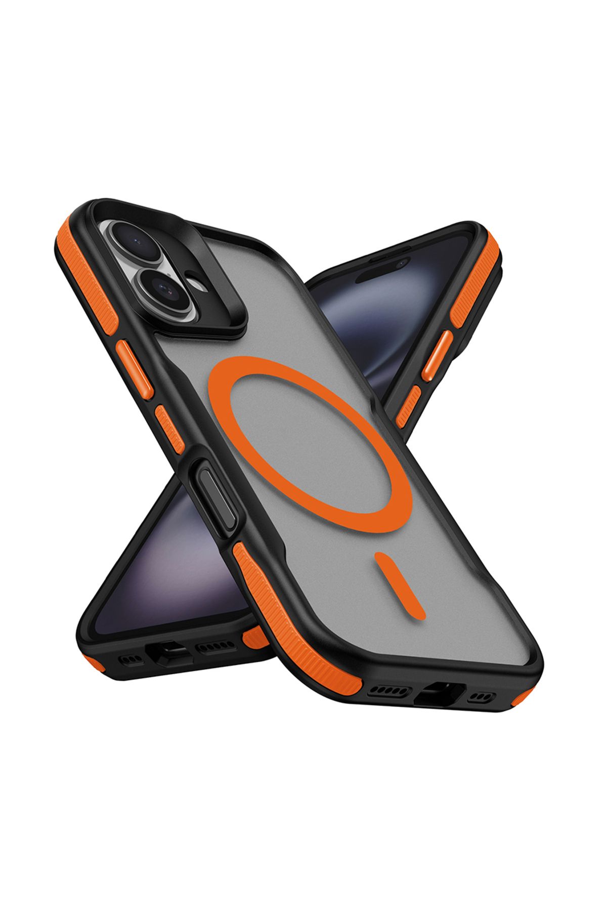 Cepustik Telefon Aksesuarları iPhone 16 Kılıf M-safe Şarj Özellikli Renkli Kenar Airbag Şeritli Lamer Kılıf