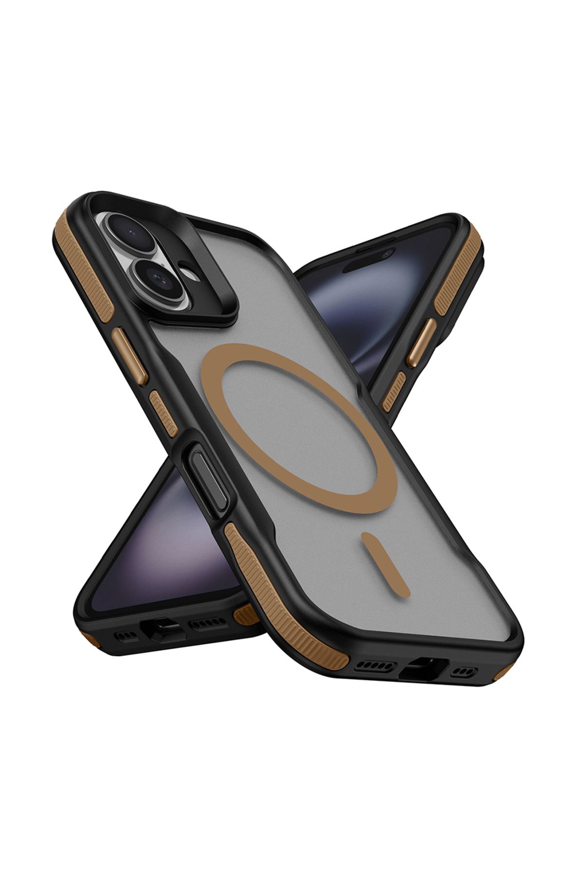 Cepustik Telefon Aksesuarları iPhone 16 Kılıf M-safe Şarj Özellikli Renkli Kenar Airbag Şeritli Lamer Kılıf