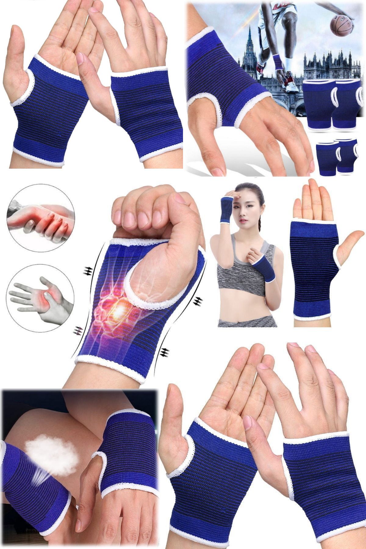 Shopura Bilek Güçlendirici Motorcular Için Spor Bileklik Mavi Unisex Bilek El Desteği Eldiven Bandajı