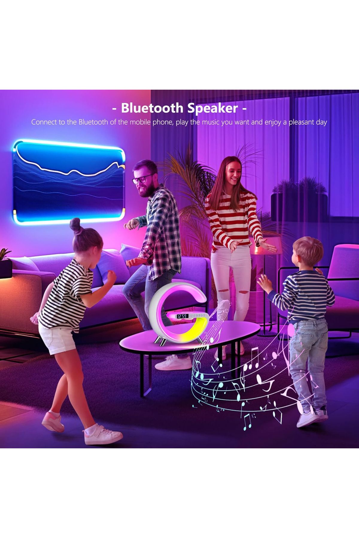 Primo Plus-Wireless Charger Atmosphere Lamp, Intelligent LED Table Bluetooth Speaker, App Control 7