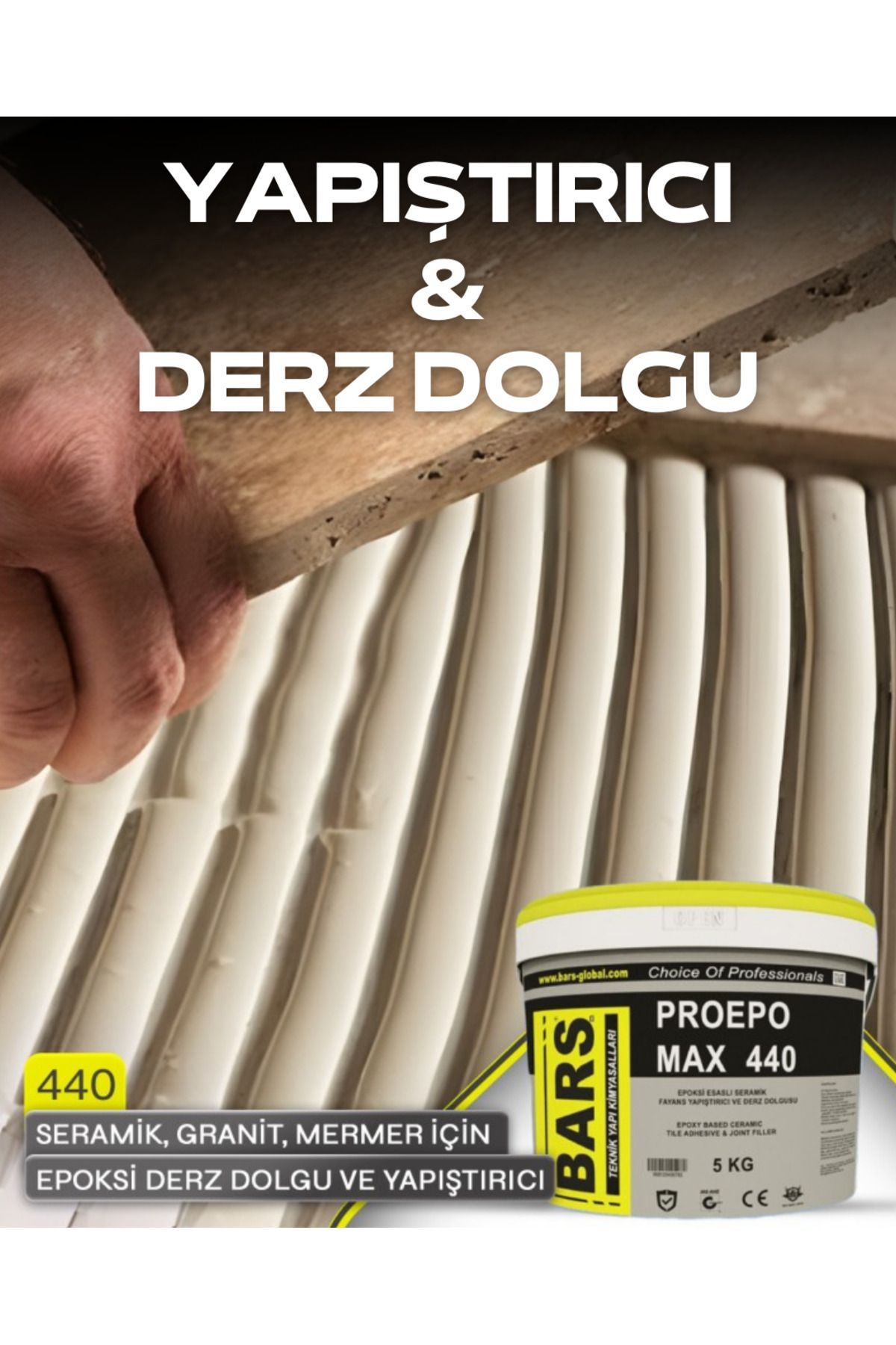 BARS Epoksi Derz Dolgusu ve Yapıştırıcı Suya, Kimyasala Dayanıklı Seramik Mermer Uygun 5 Kg Renk: Mavi