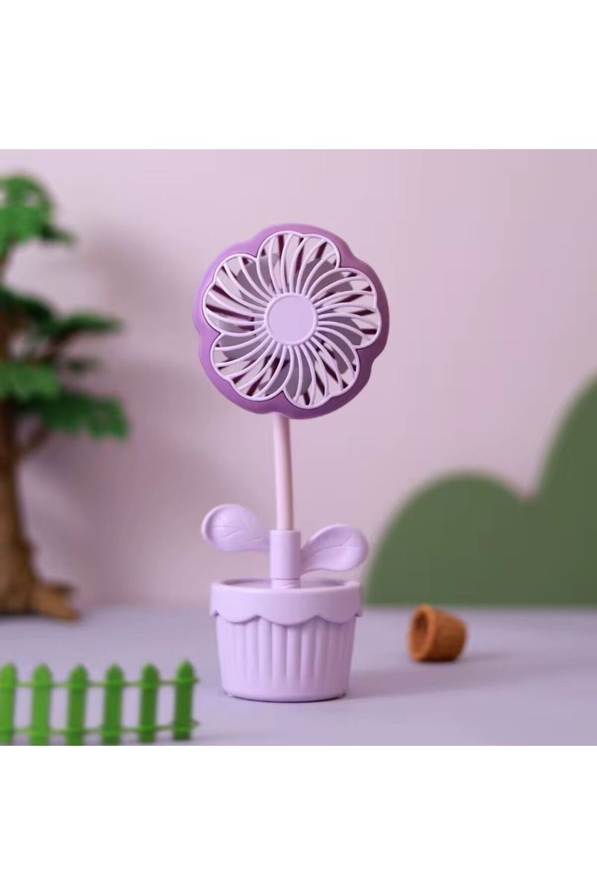 China Bazaar Papatya Fan - Masaüstü, 2 Kademeli, Mor, El Fanı, Hediyelik