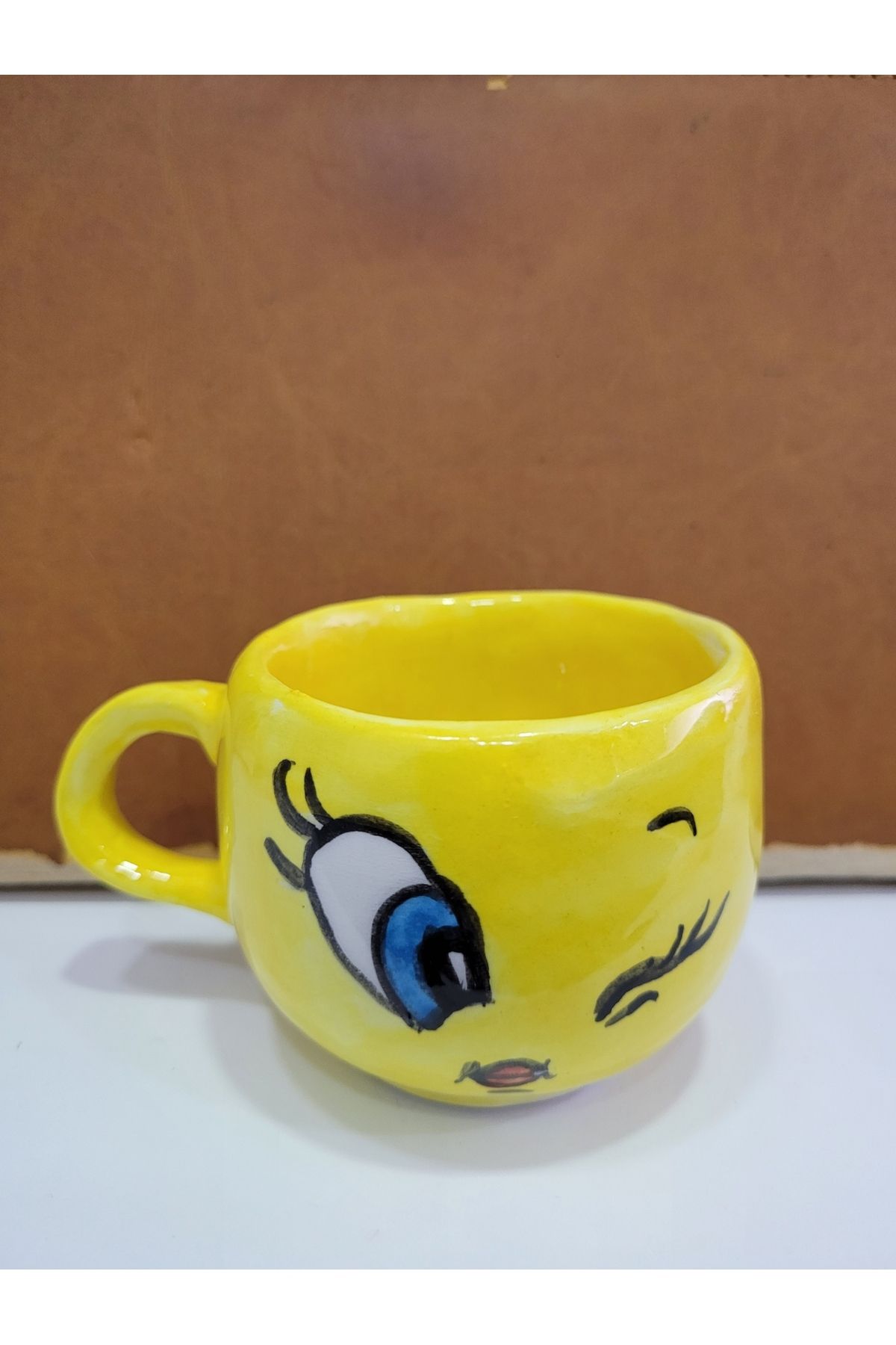 esdekor Seramik El Yapımı Kupa 7x10x6cm Renkli Sevimli Tweety 1 Adet