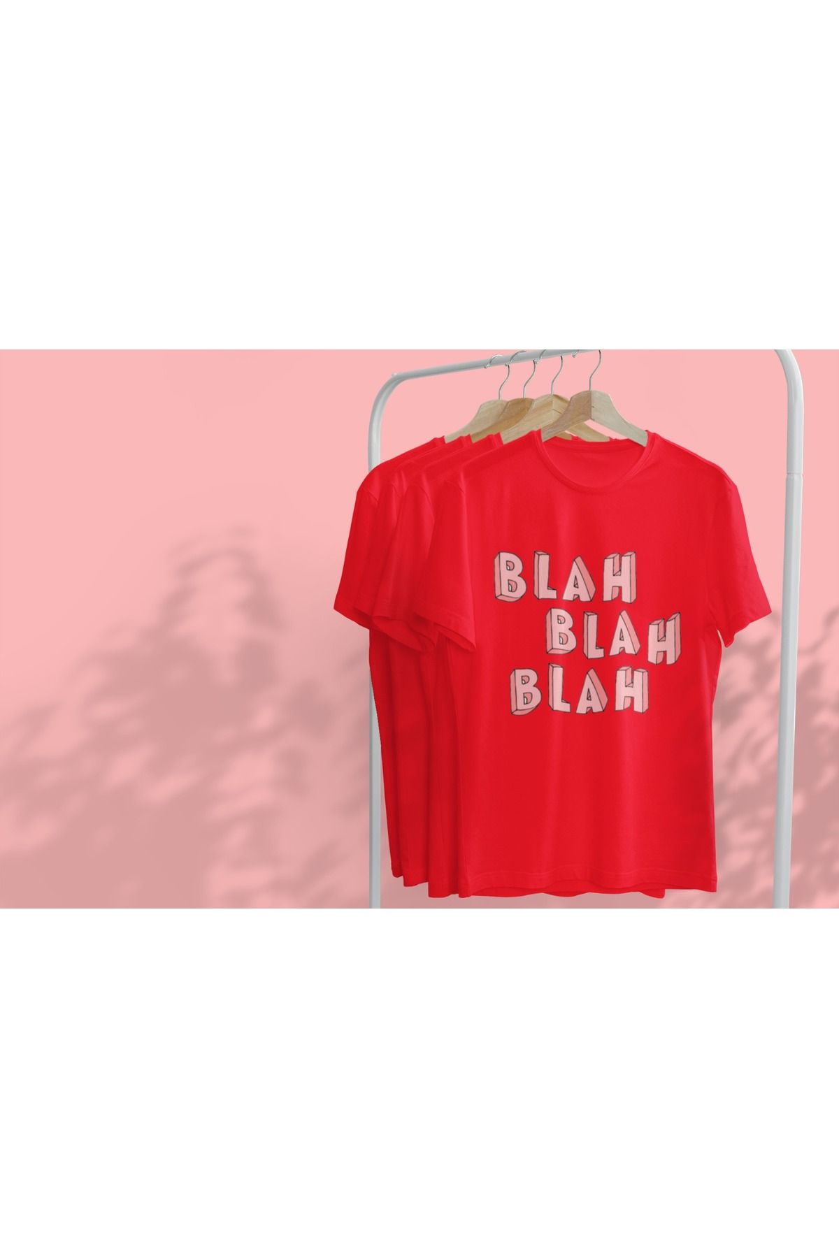 Butik ERKEK/KADIN -BLAH BLAH BLAH- TRANSFER BASKILI YUVARLAK YAKA KISA KOL TİŞÖRT
