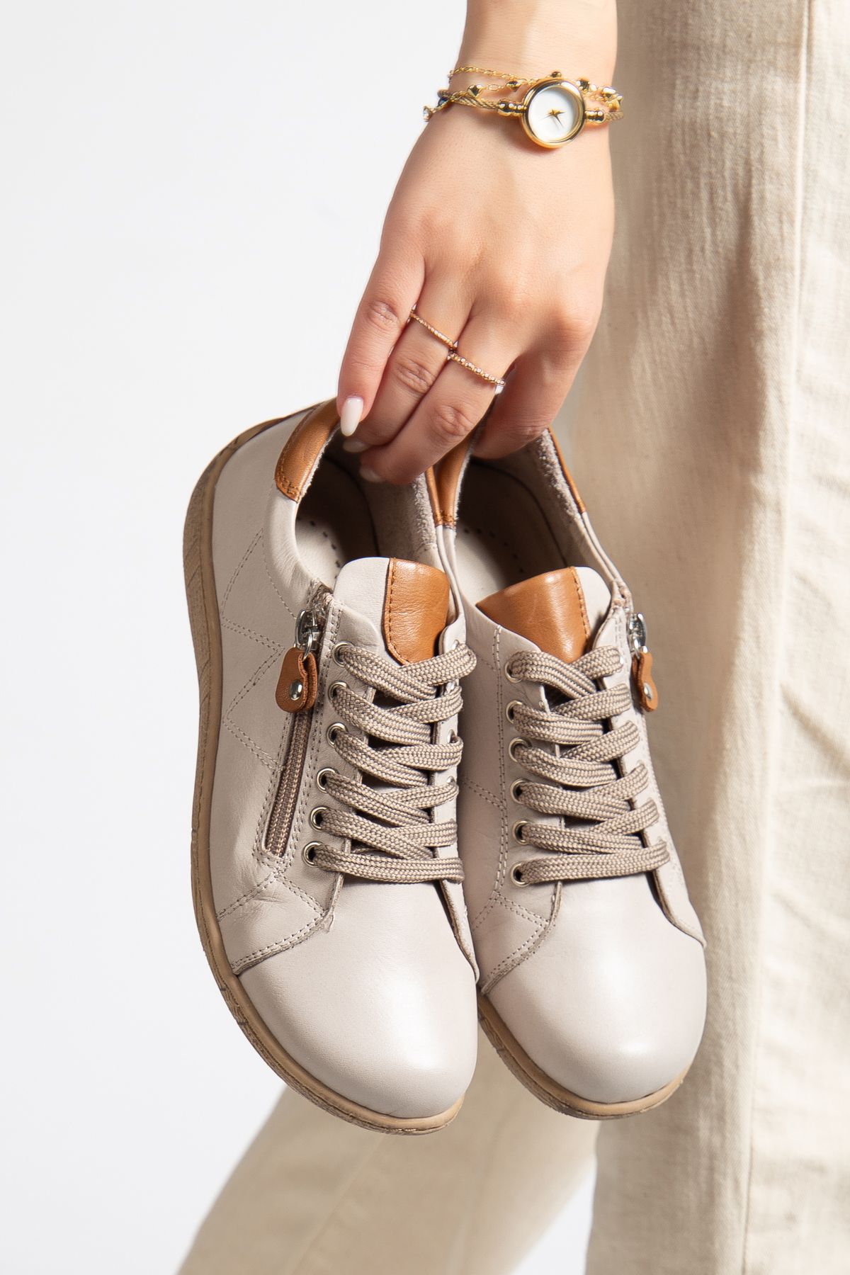 CANİLH Hakiki Deri Yumuşak Tabanlı Günlük Sneaker
