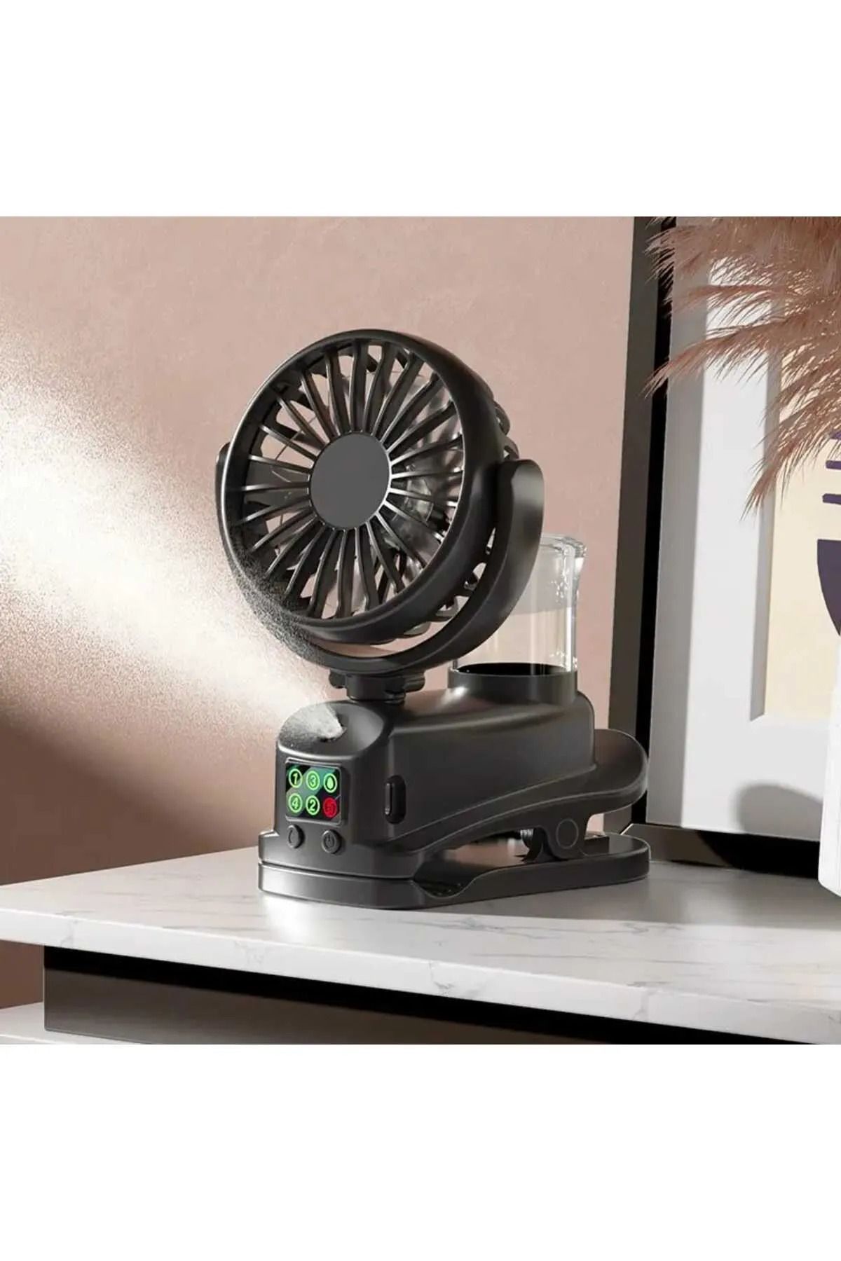 lasttech ŞARJLI MANDALLI FAN BEBEK ARABASI MASAÜSTÜ VANTİLATÖR SU SPRAY PÜSKÜRTMELİ SERİNLETİCİ MİNİ KLİMA