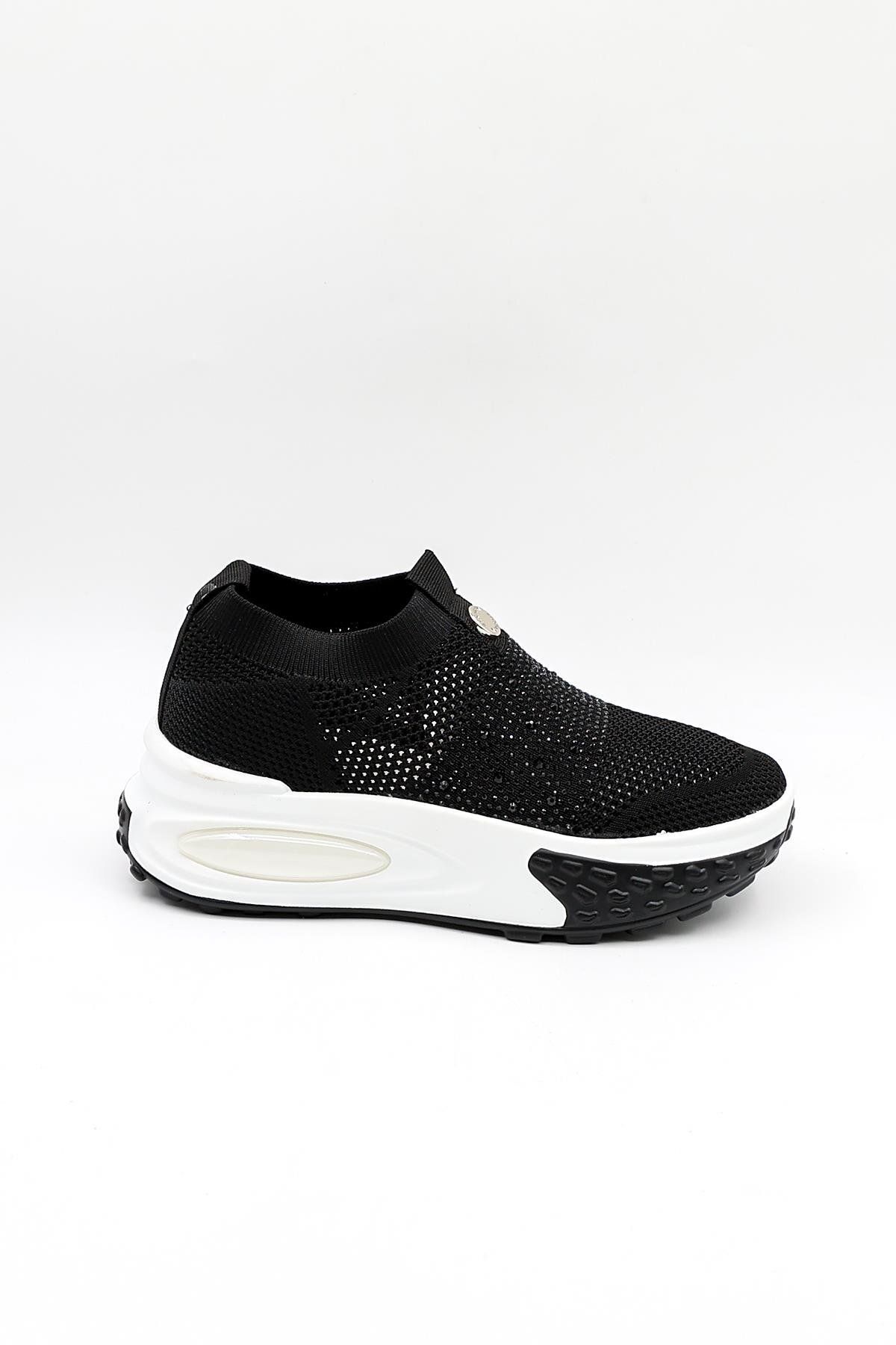 Guja İthal Triko Sneakers Kadın Spor Ayakkabı GJ305 Siyah
