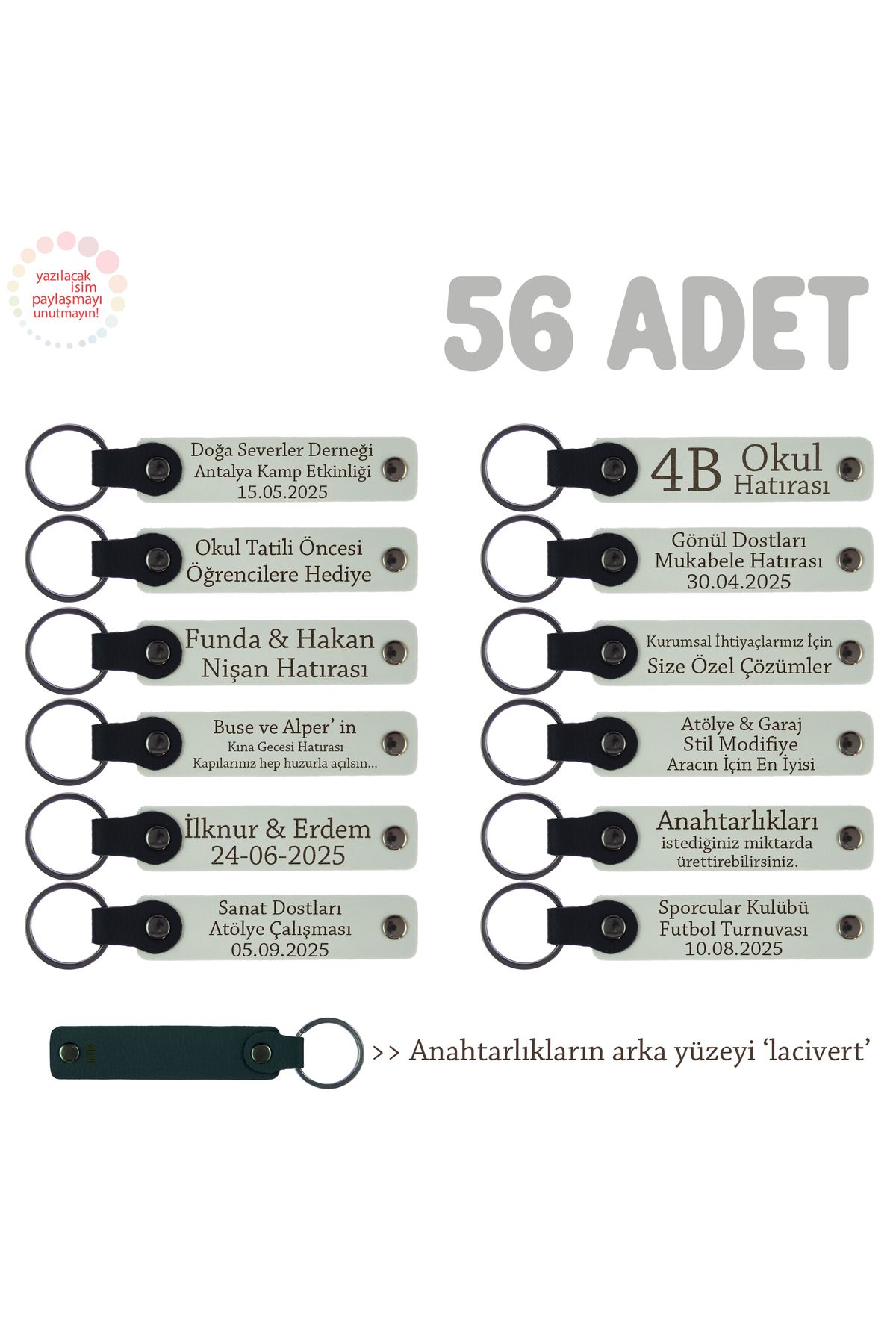 Miaju Yeni Mağaza Açılışı İçin Markaya Özel 56' lı Deri Anahtarlık, Promosyon Set, Beyaz & Lacivert