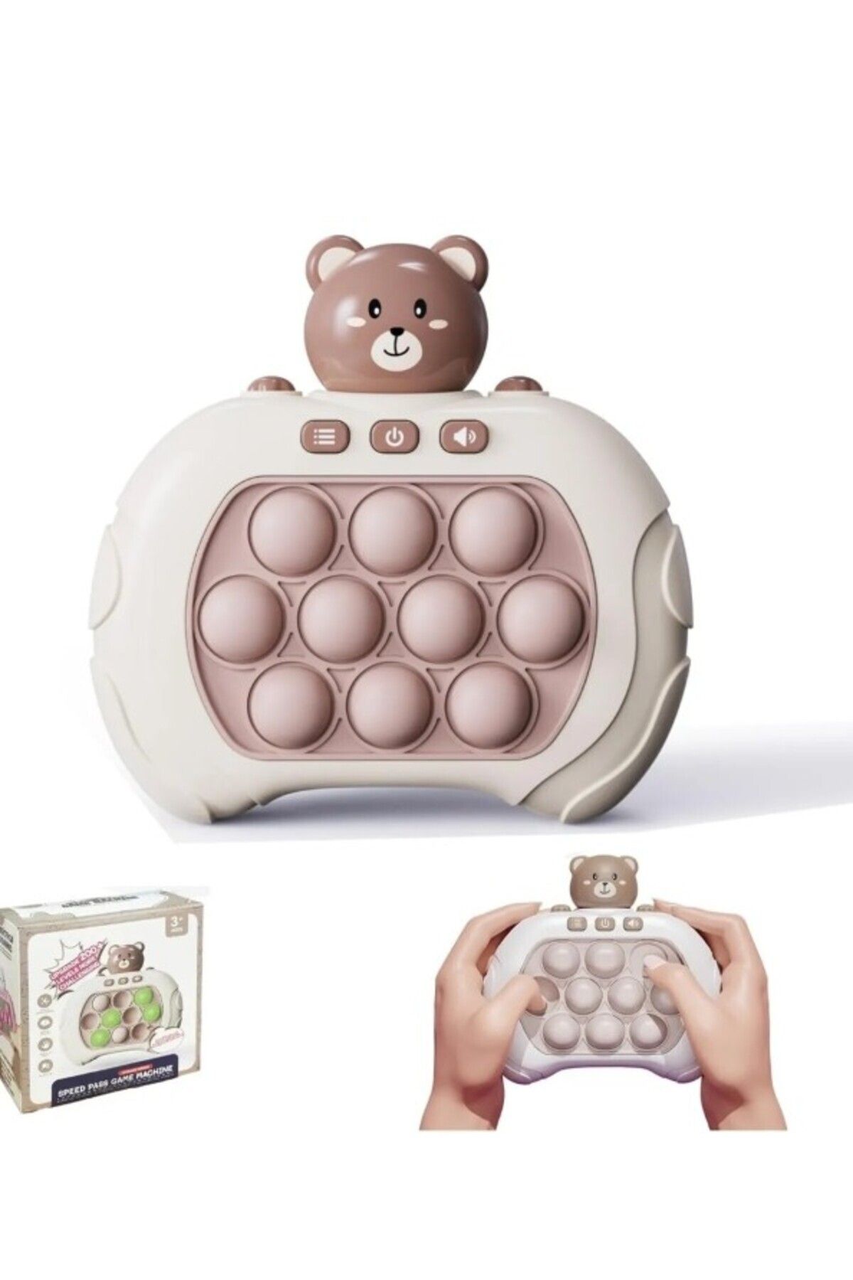 GAAK Popit Makinesi Işıklı Oyun Stres Giderici Pilli Fidget Kabarcık -Ayıcık