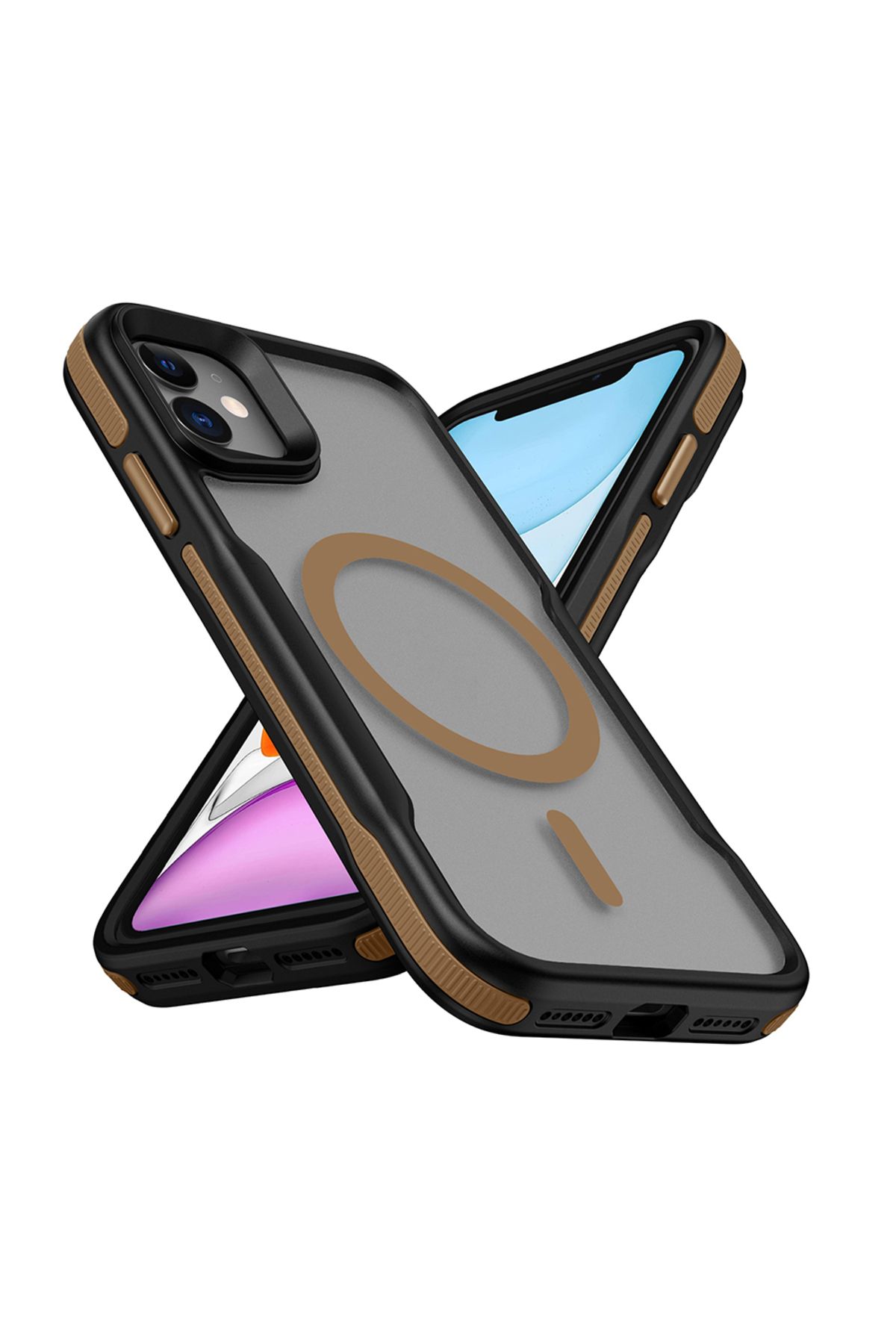 Cepustik Telefon Aksesuarları iPhone 12 Kılıf M-safe Şarj Özellikli Renkli Kenar Airbag Şeritli Lamer Kılıf