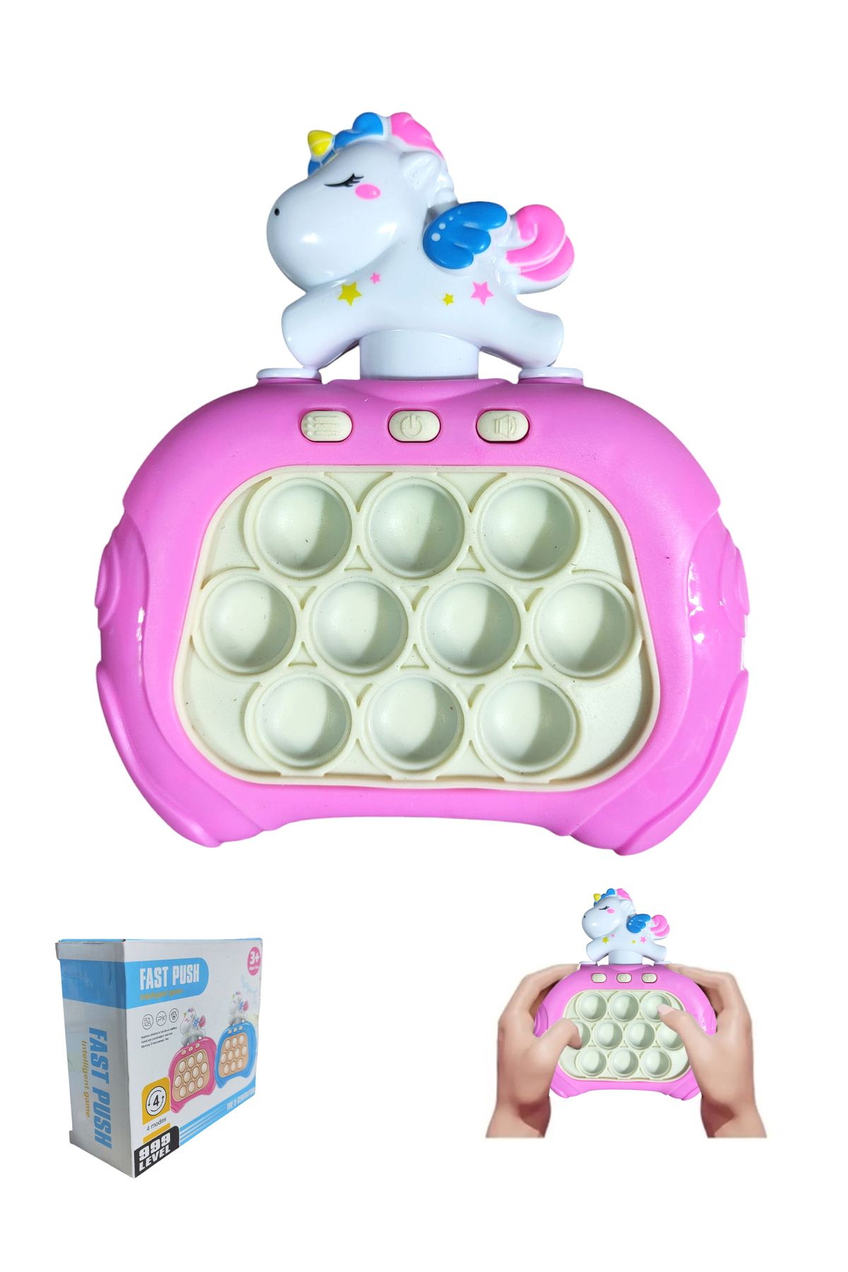 GAAK Popit Makinesi Işıklı Oyun Fast Push Pilli Fidget Kabarcık - Unicorn